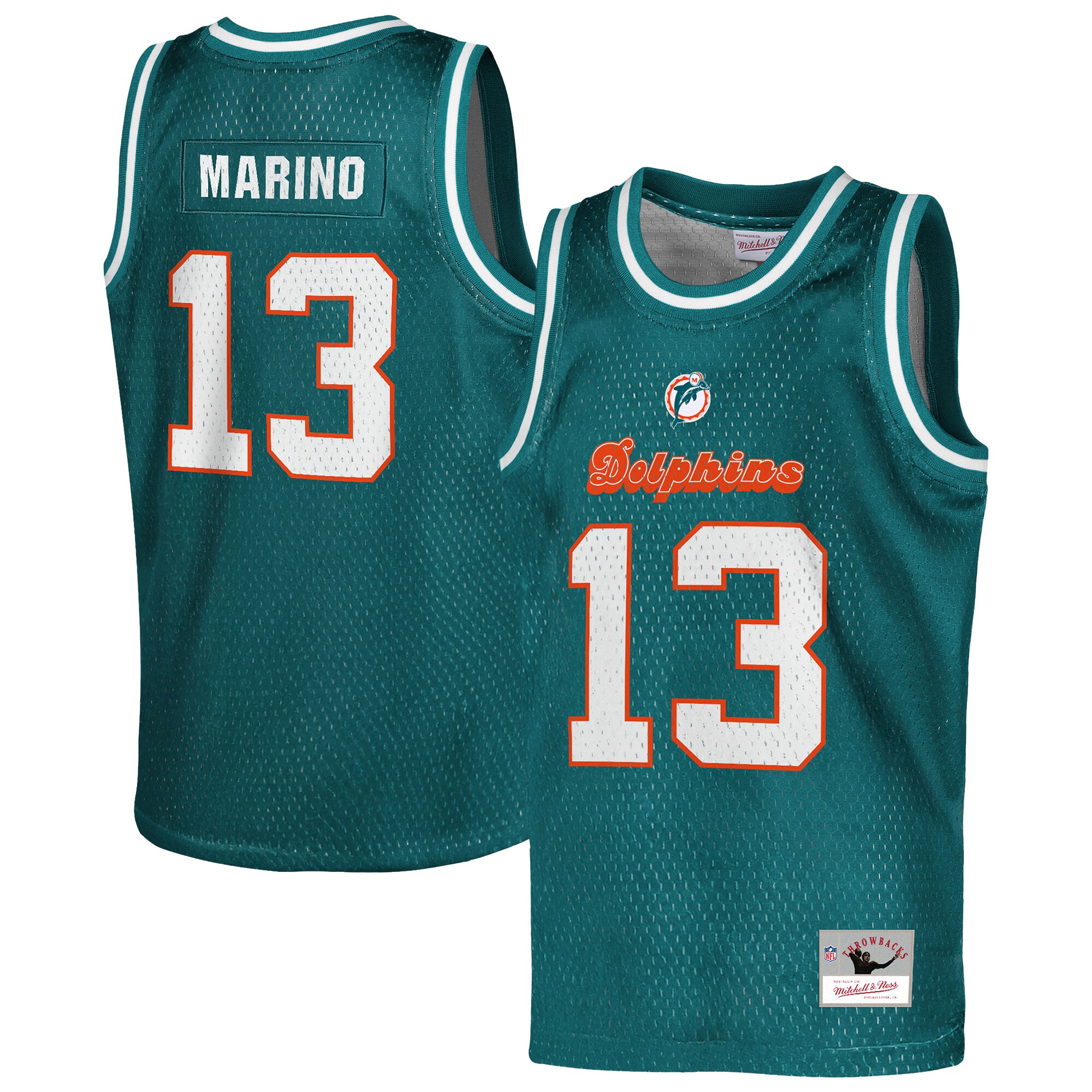 Dan Marino Miami Dolphins Youth Retired Player Basketball Fashion Jersey - Aqua