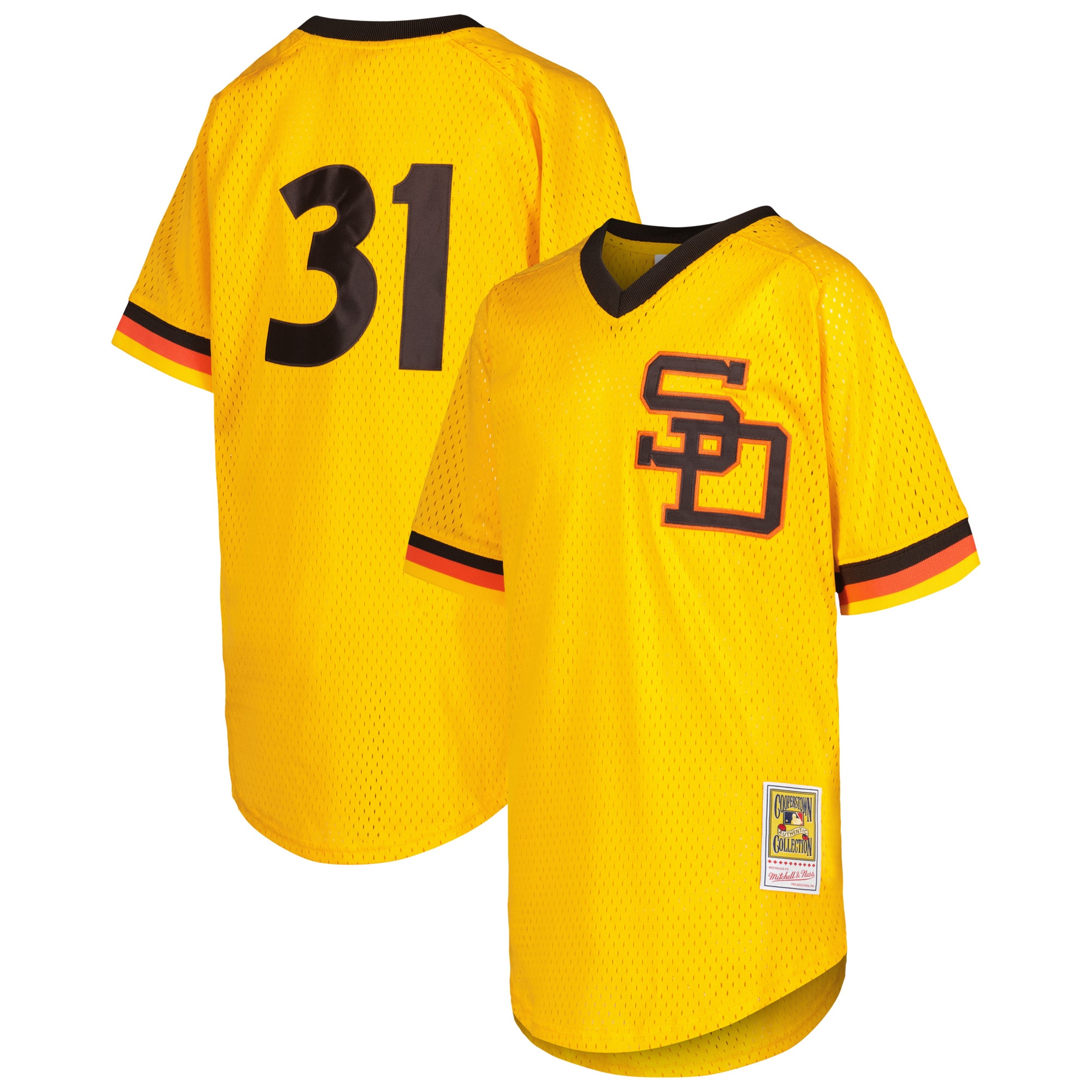 Dave Winfield San Diego Padres Youth Cooperstown Collection Mesh Batting Practice Jersey - Gold
