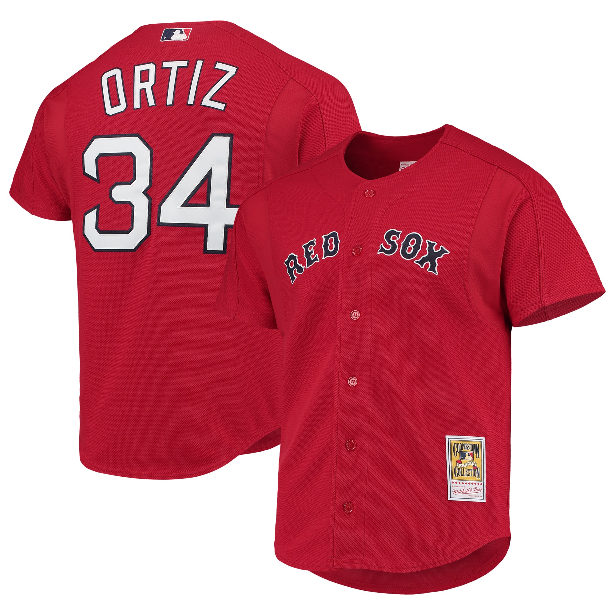 David Ortiz Boston Red Sox Cooperstown Collection Mesh Batting Practice Button-Up Jersey