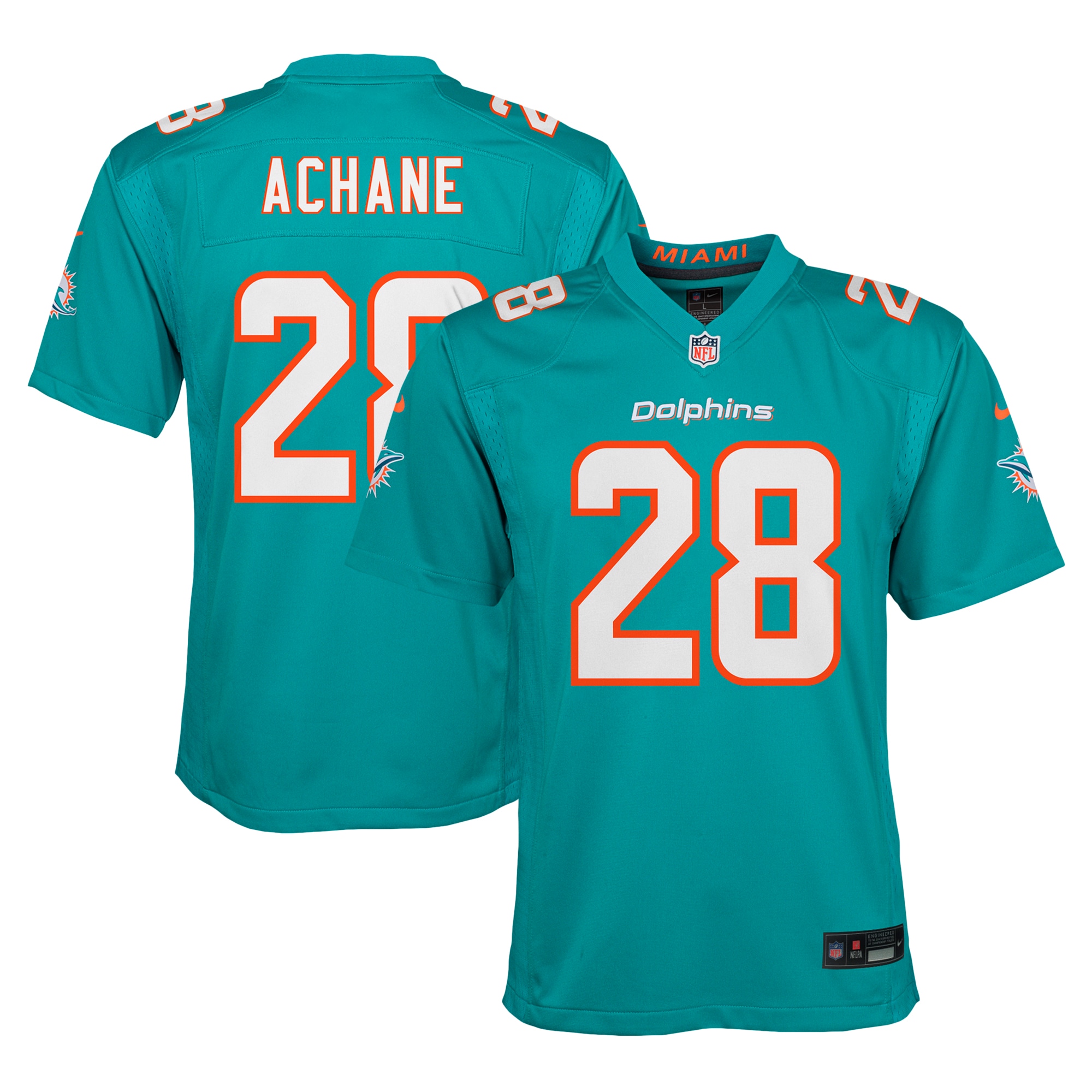 De’Von Achane Miami Dolphins Youth Game Jersey - Aqua