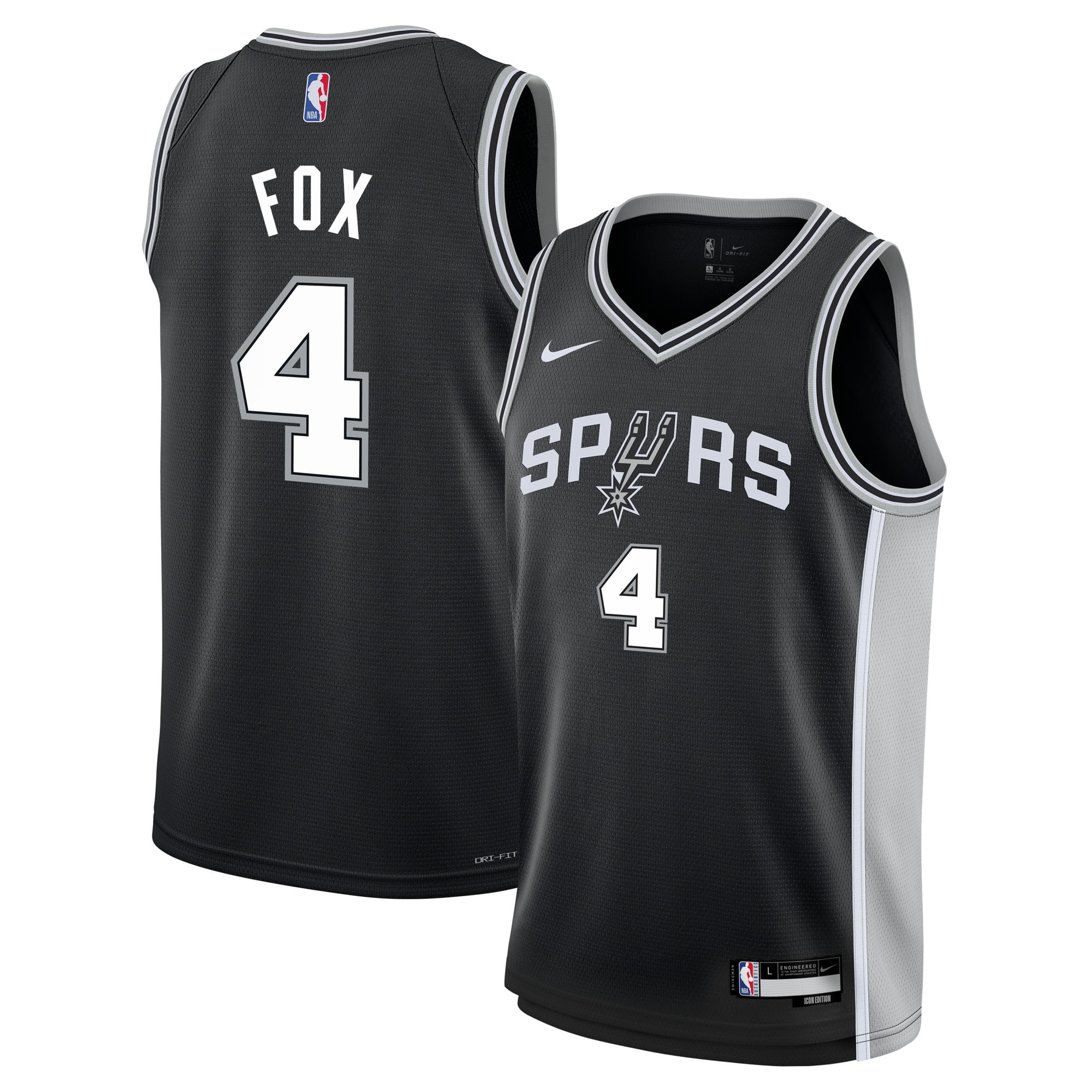 De'Aaron Fox San Antonio Spurs Youth Swingman Jersey - Icon Edition - Black