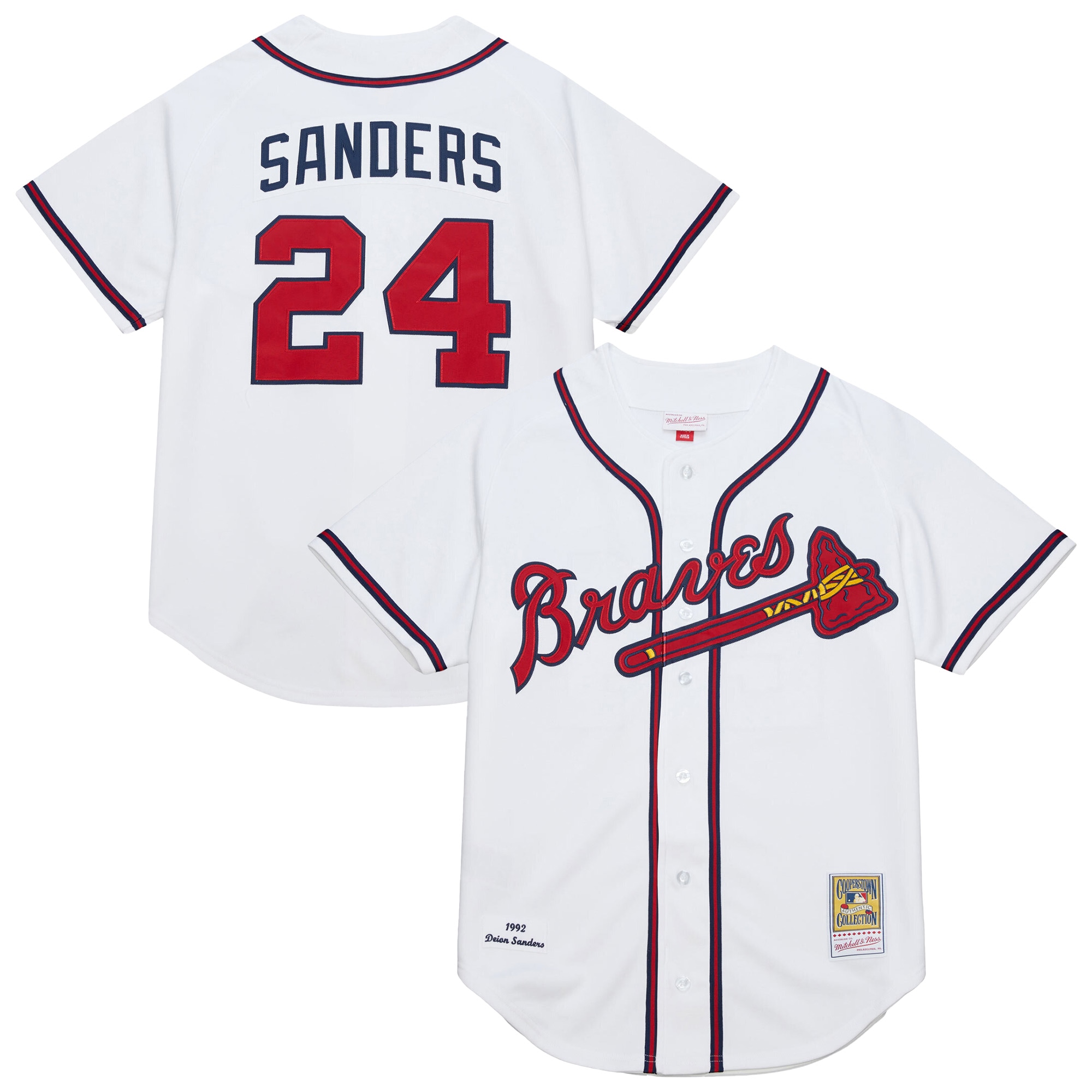 Deion Sanders Atlanta Braves Cooperstown Collection 1992 Jersey - White
