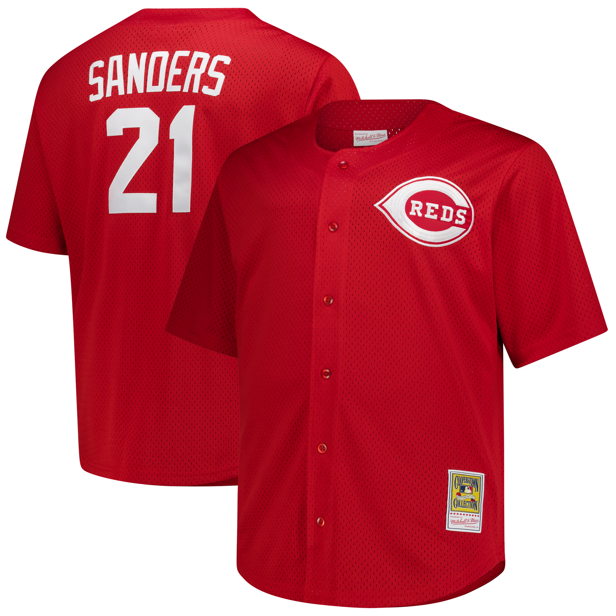 Deion Sanders Cincinnati Reds Big & Tall Cooperstown Mesh Batting Practice Jersey - Red