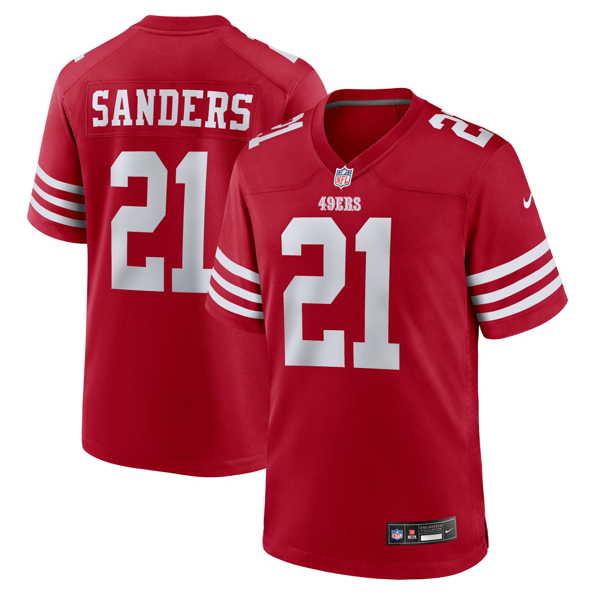 Deion Sanders San Francisco 49ers Team Retired Player Game Jersey - Scarlet