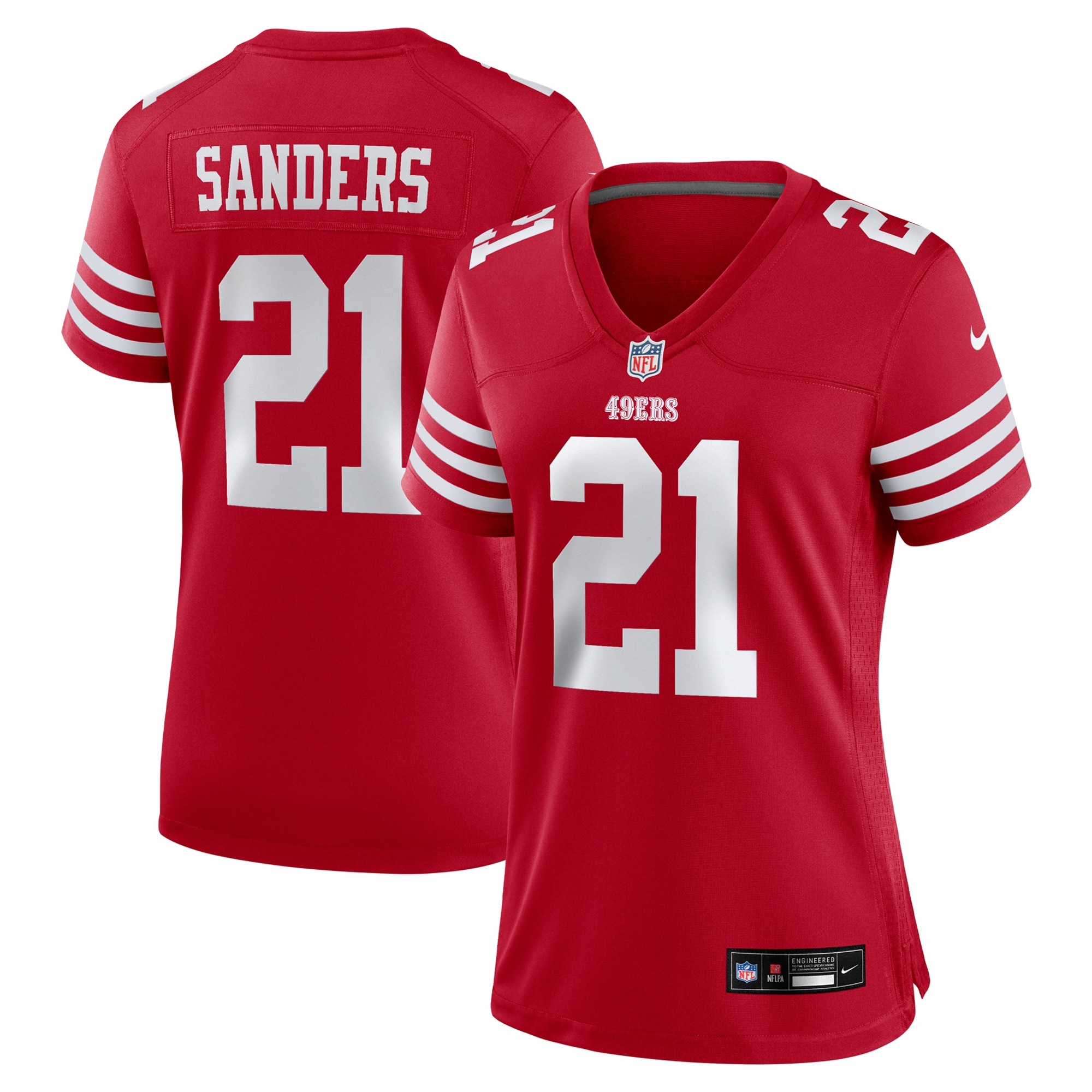Deion Sanders San Francisco 49ers Women's Retired Player Game Jersey - Scarlet