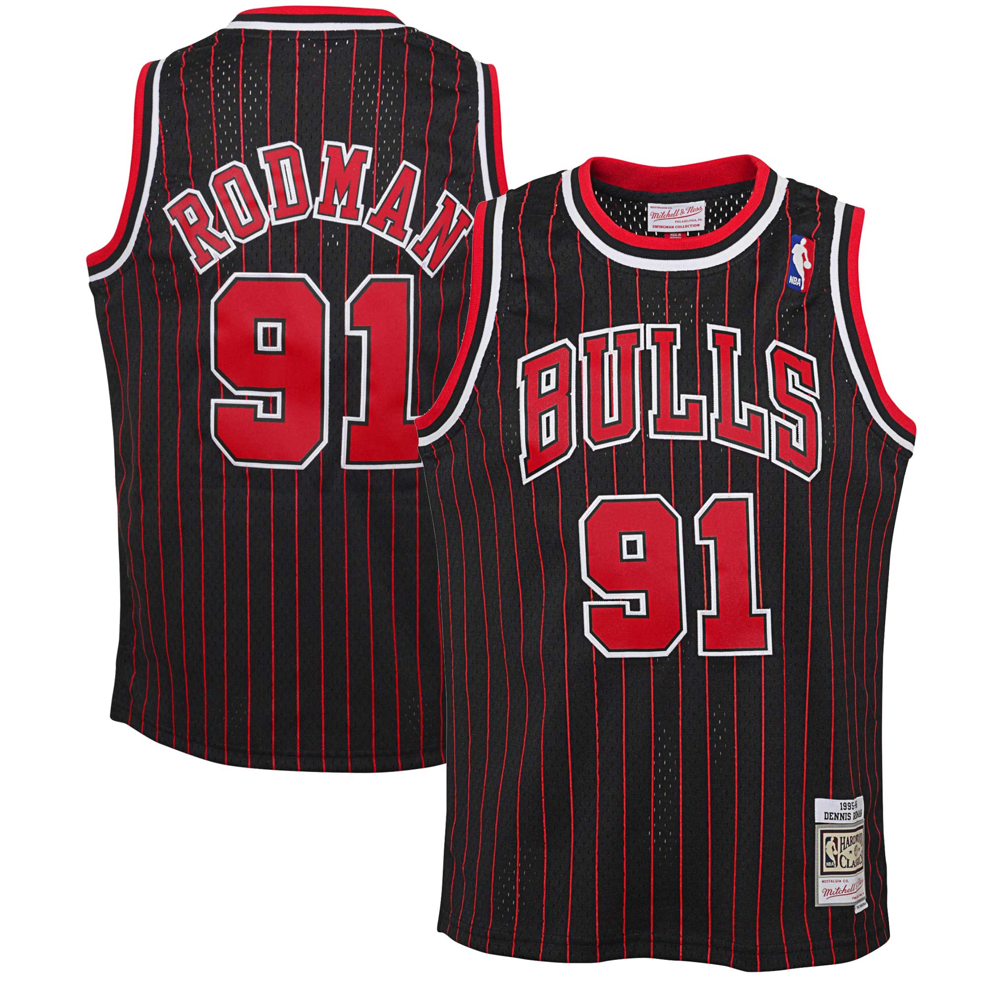 Dennis Rodman Chicago Bulls Youth 1995/96 Hardwood Classics Swingman Jersey - Black