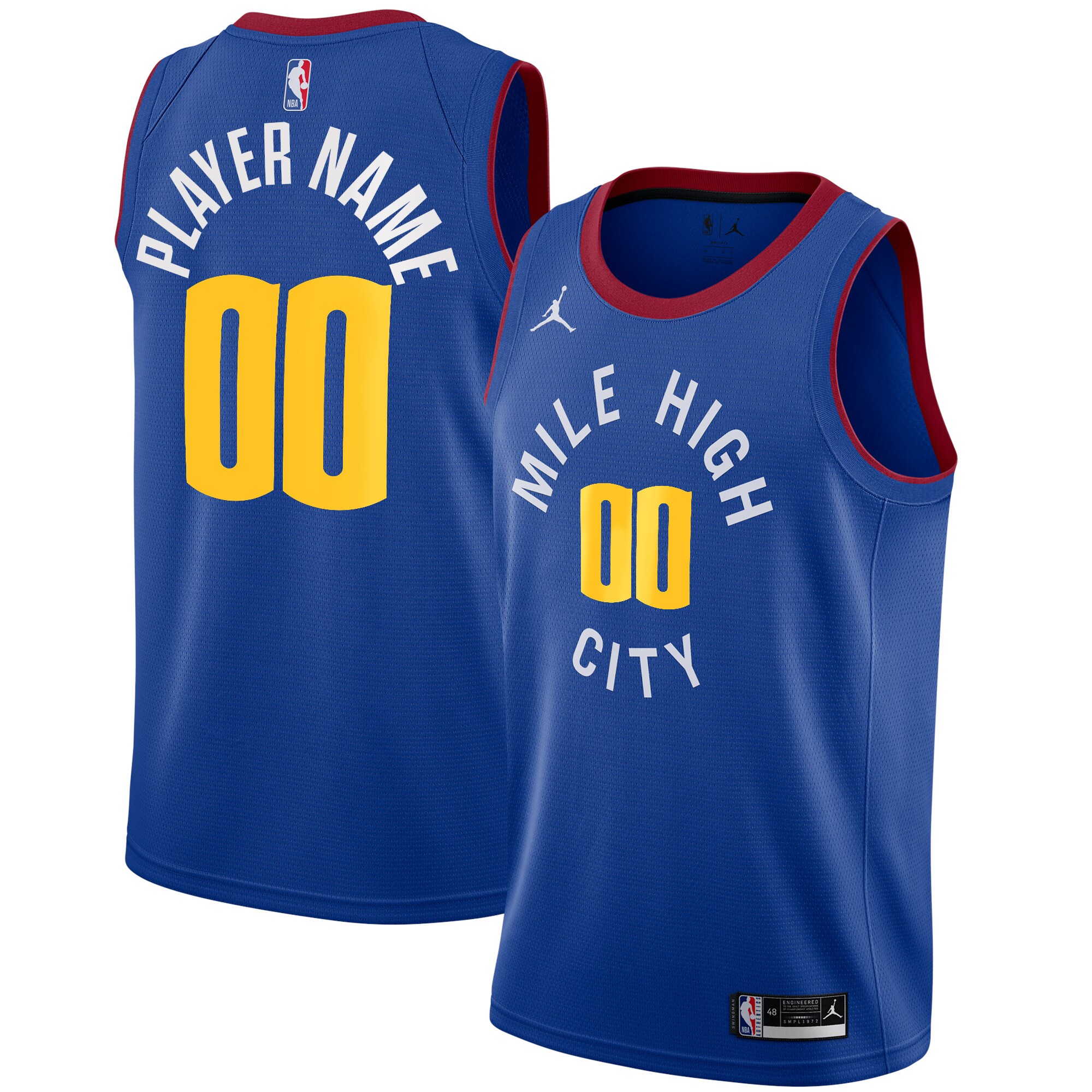 Alternative view of Denver Nuggets Jordan Blue Jersey - Custom Number