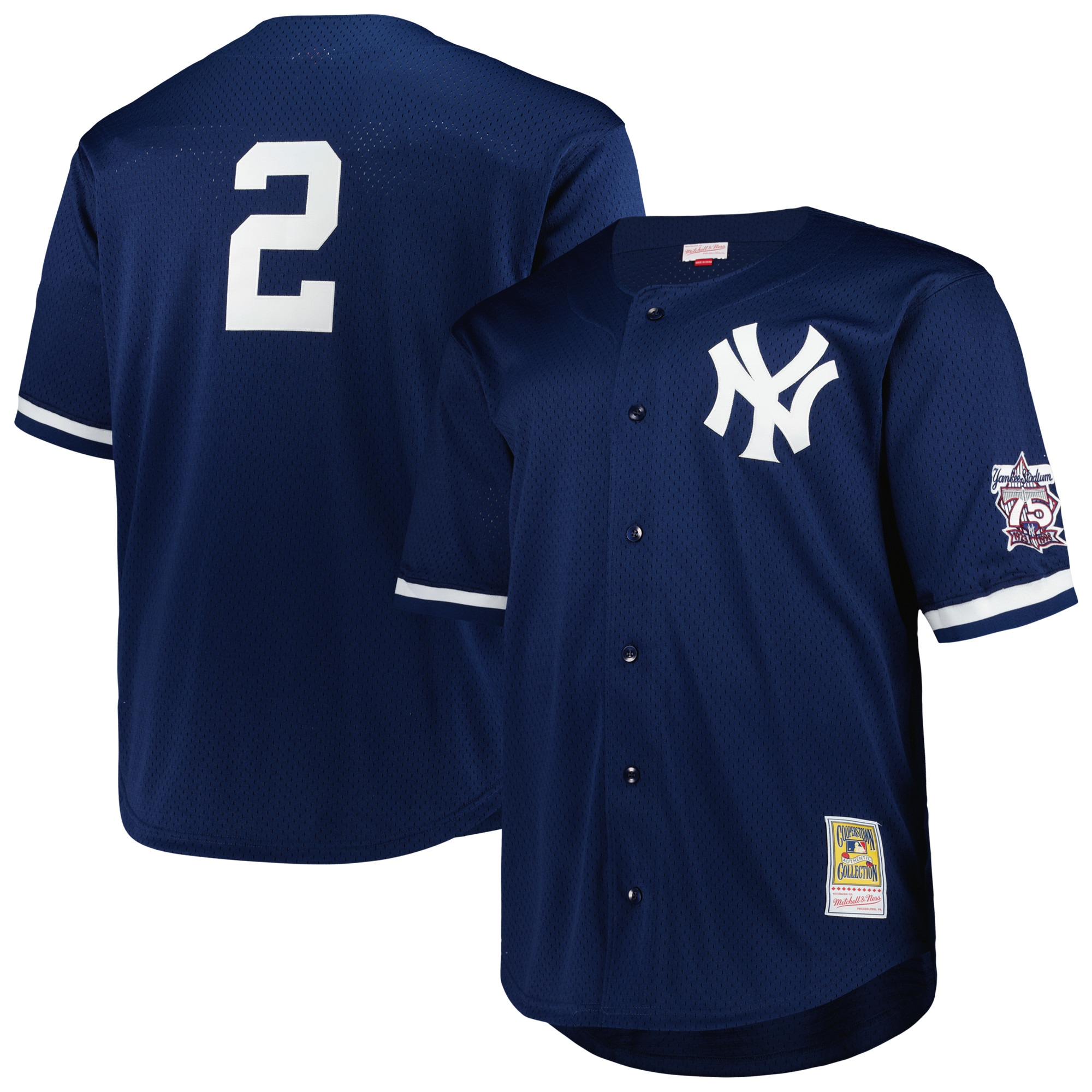 Derek Jeter New York Yankees Big & Tall Cooperstown Mesh Batting Practice Jersey - Navy
