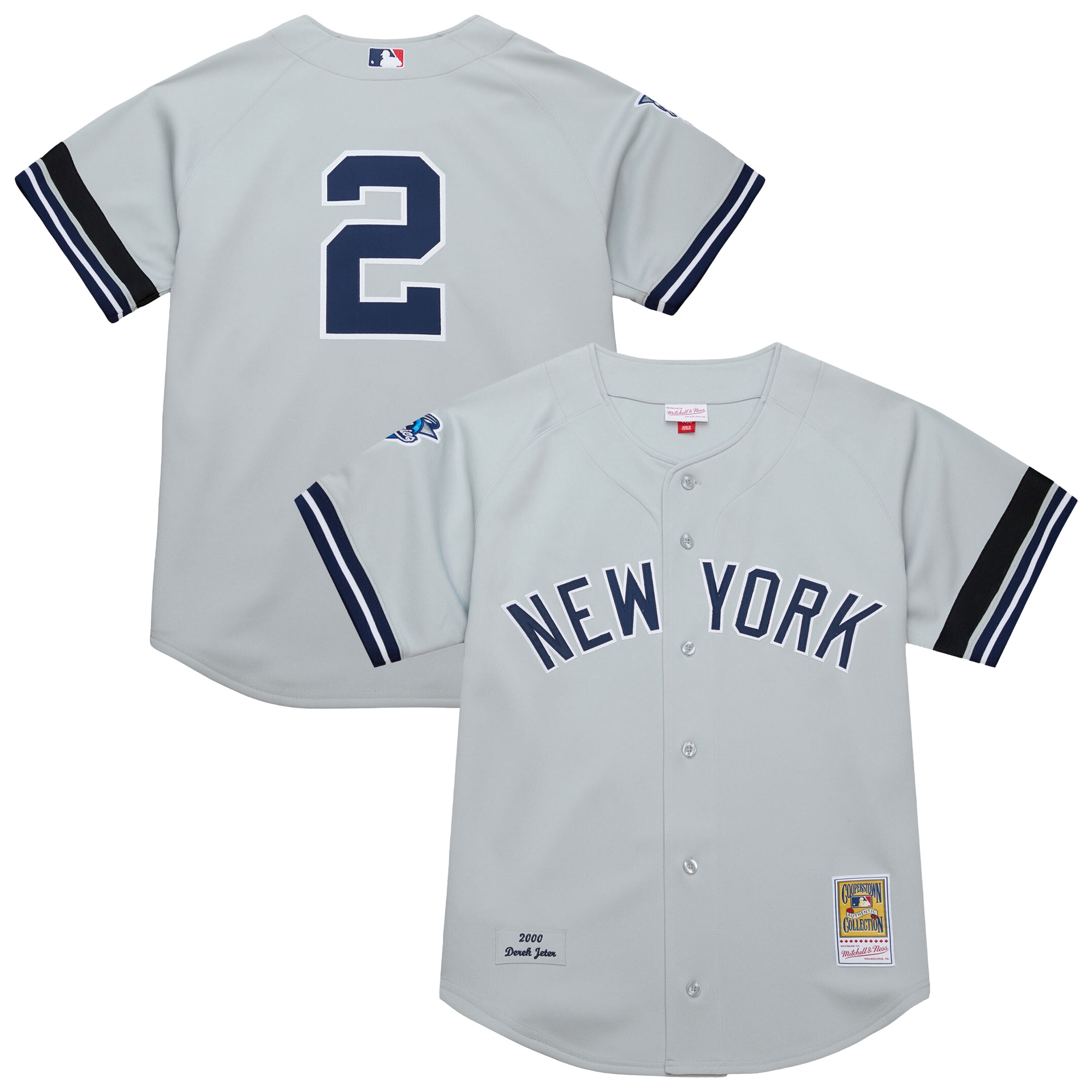 Derek Jeter New York Yankees Cooperstown Collection 2000 World Series Jersey - Gray