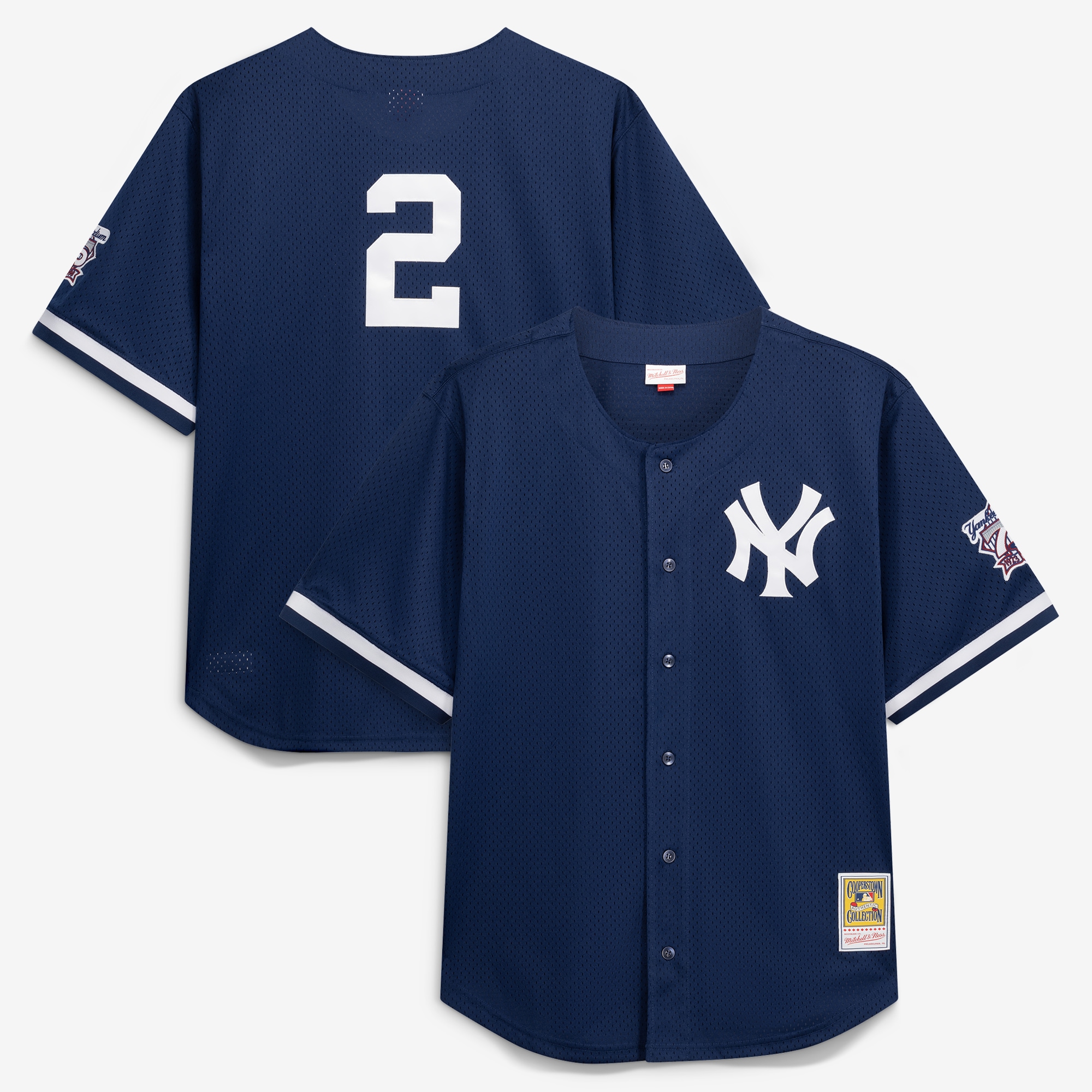 Derek Jeter New York Yankees Cooperstown Collection Mesh Batting Practice Button-Up Jersey - Navy