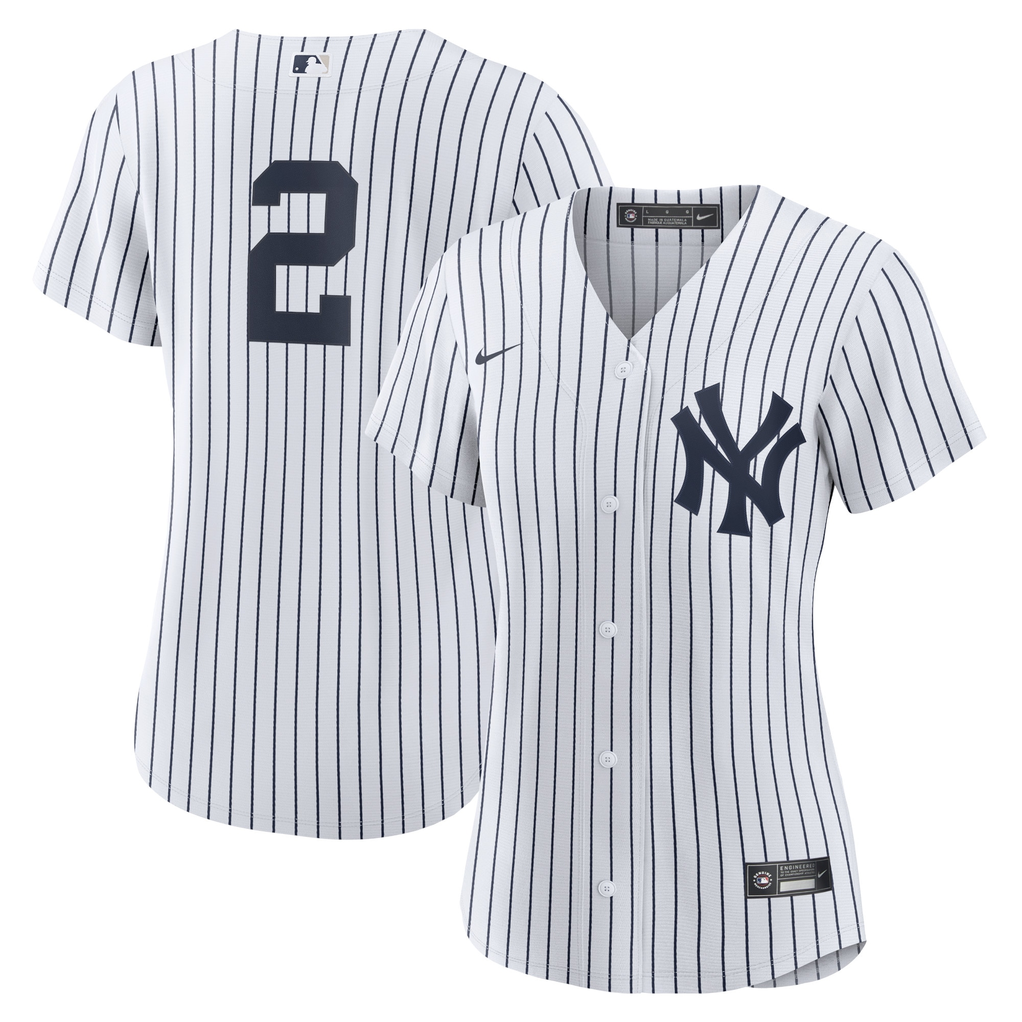 Derek Jeter New York Yankees Women's Home Player Jersey - White/Navy