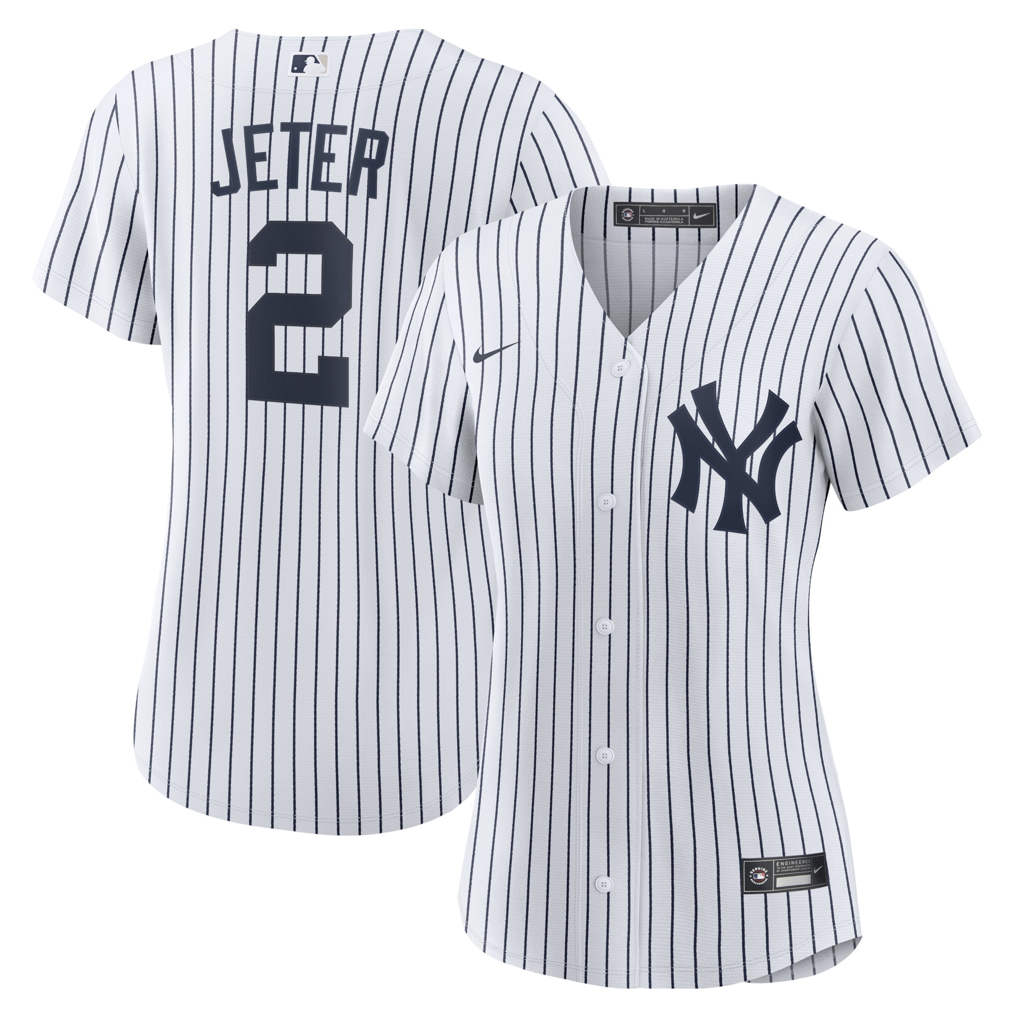 Derek Jeter New York Yankees Women's Home Player Name Jersey - White/Navy