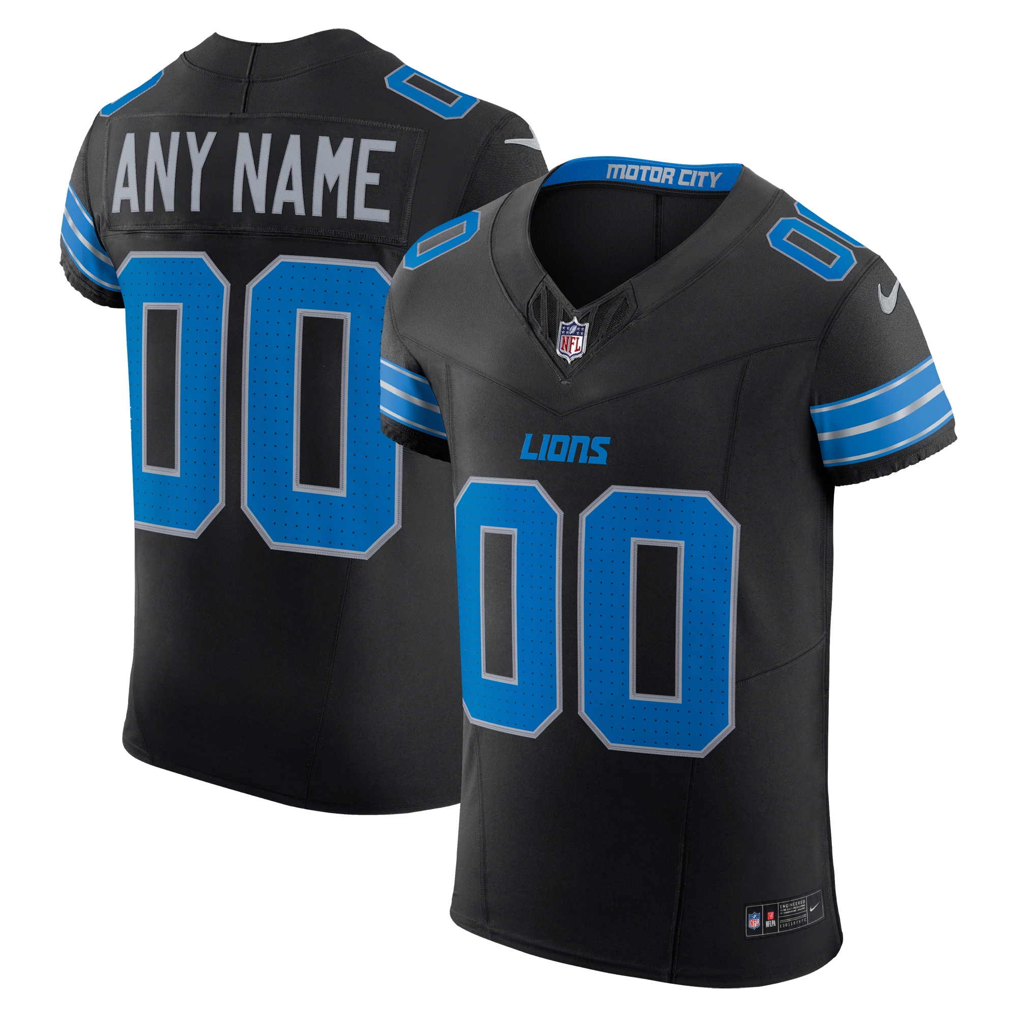 Detroit Lions Alternate Vapor F.U.S.E. Elite Custom Jersey - Black
