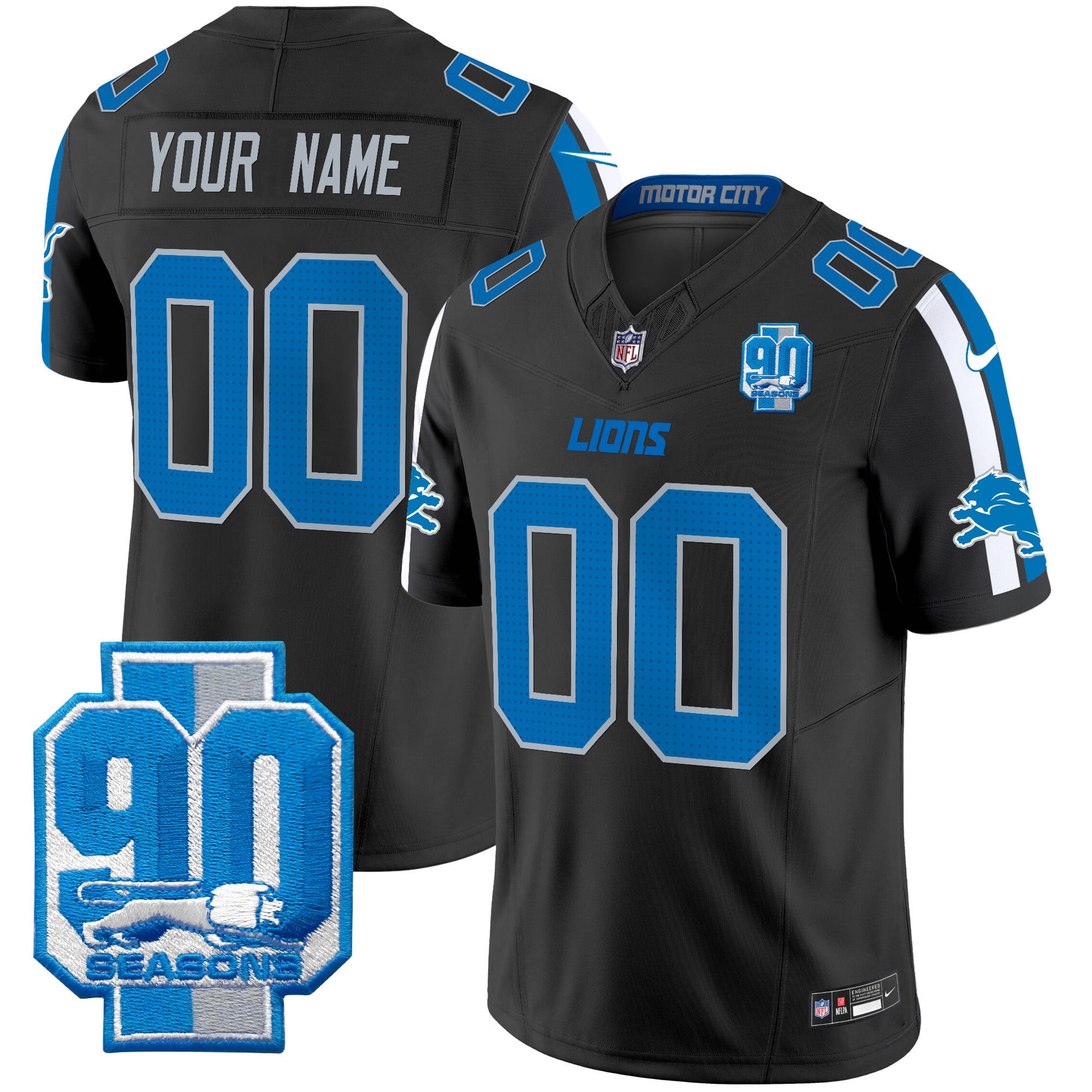 Detroit Lions Black Jersey - Nike - 90th Season Edition