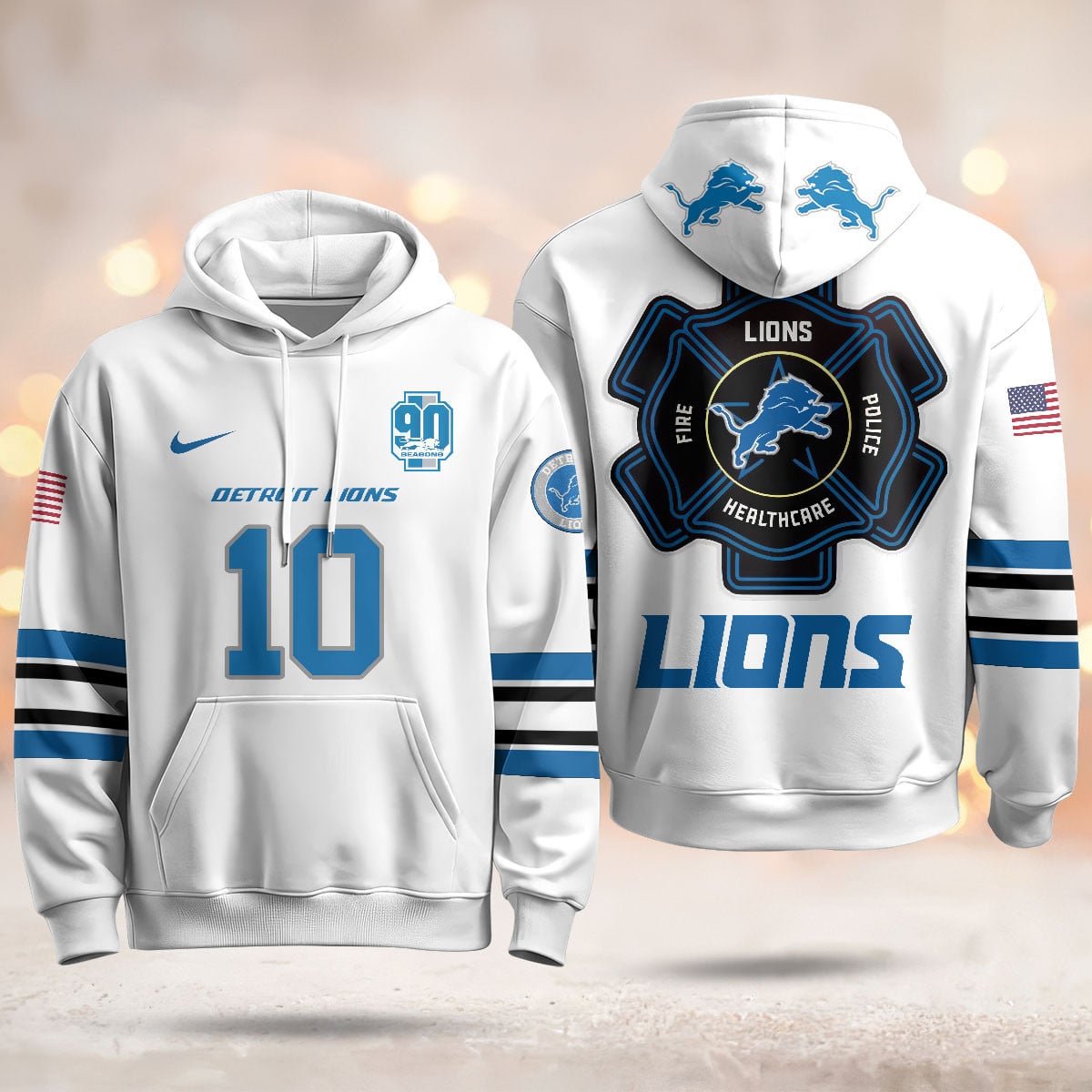 Alternative view of Detroit Lions Firefighter Hoodie - Nike Detroit Lions #10 Blue