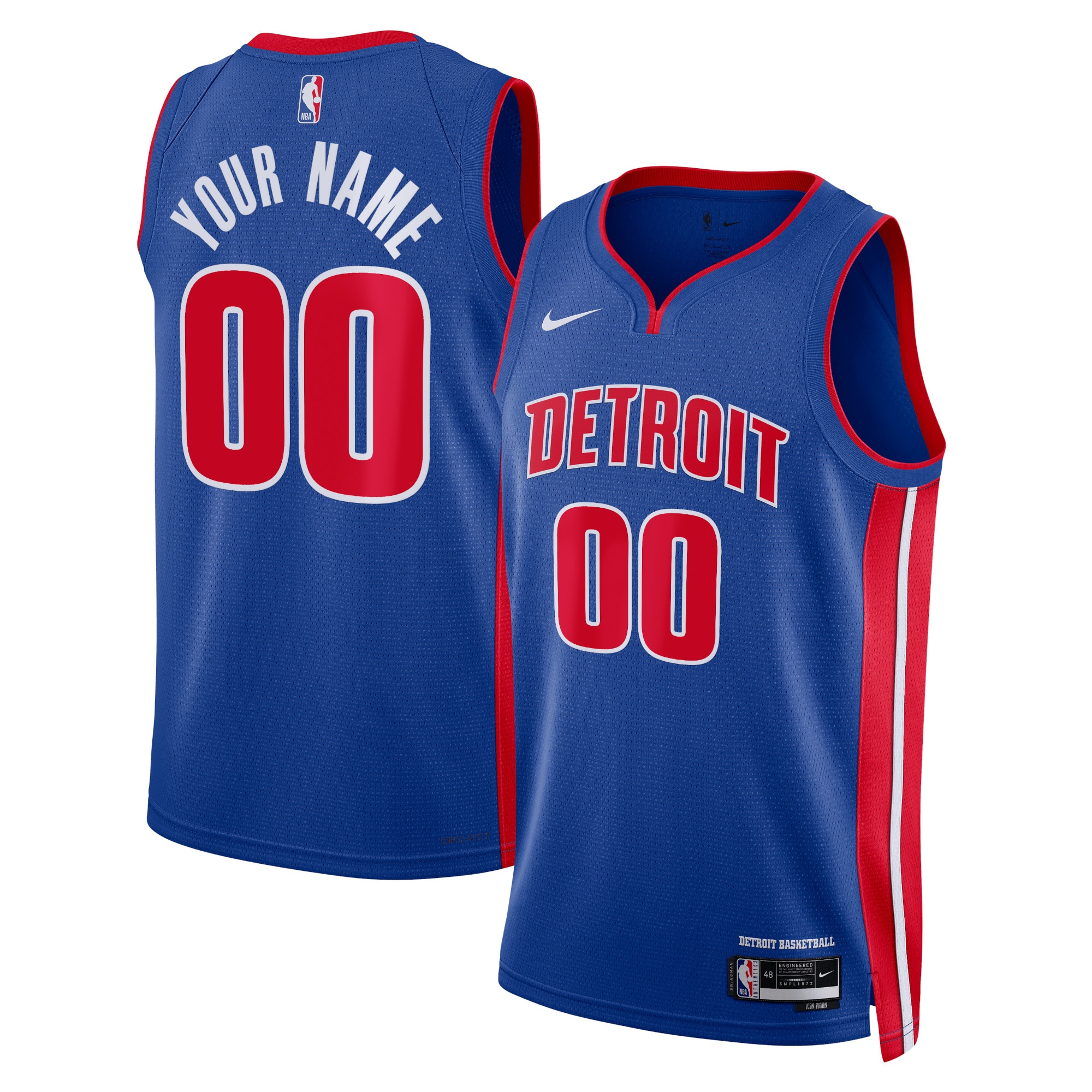 Detroit Pistons Blue Custom Jersey - Nike - Icon Edition