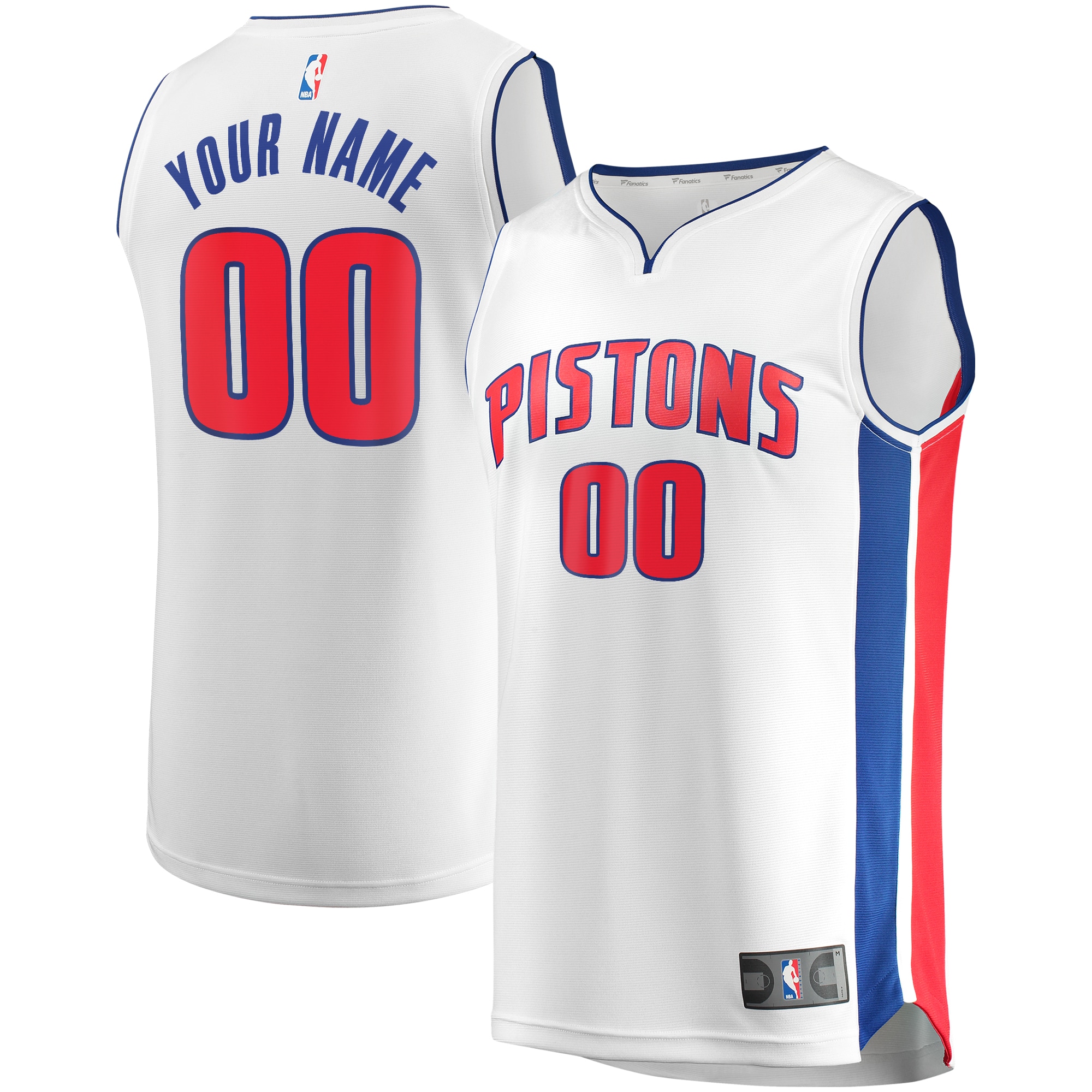 Detroit Pistons Fanatics Fast Break Custom Jersey White - Association Edition