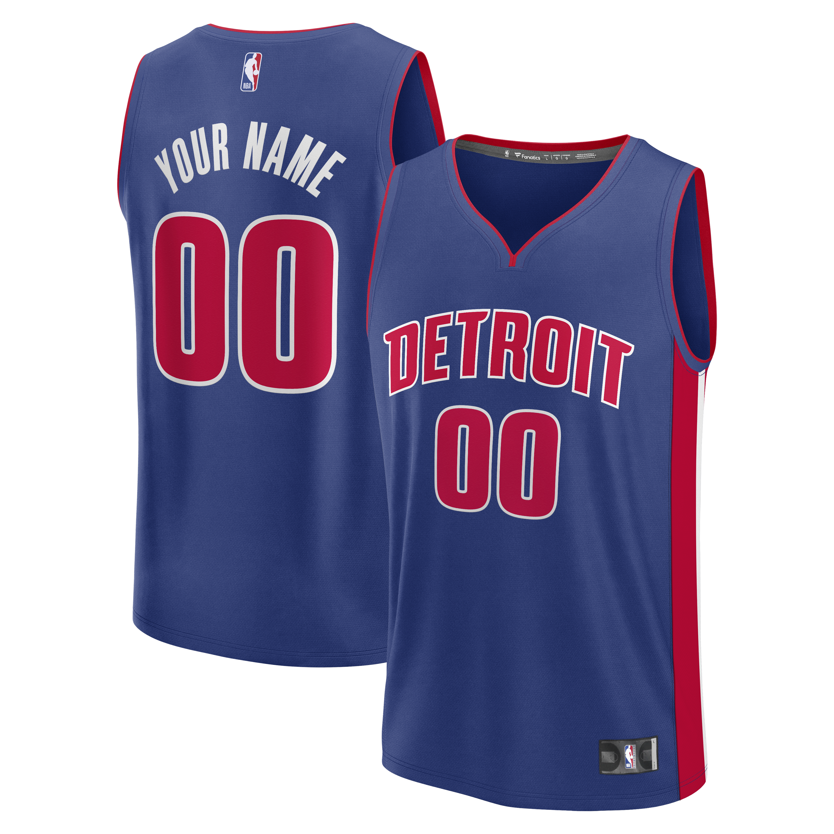 Detroit Pistons Fanatics Youth Fast Break Custom Jersey - Icon Edition - Blue
