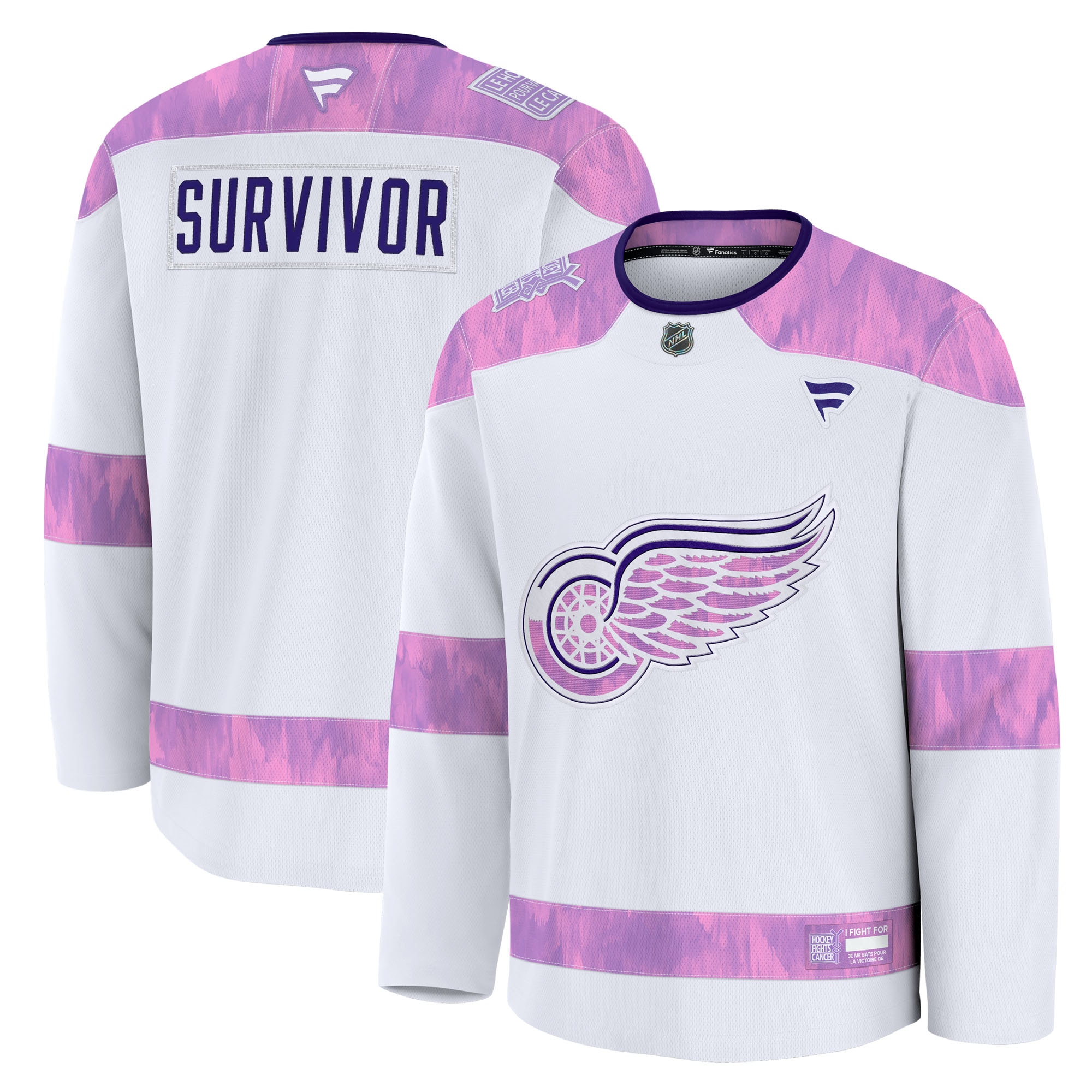 Detroit Red Wings Fanatics Hockey Fights Cancer Survivor Practice Jersey - White