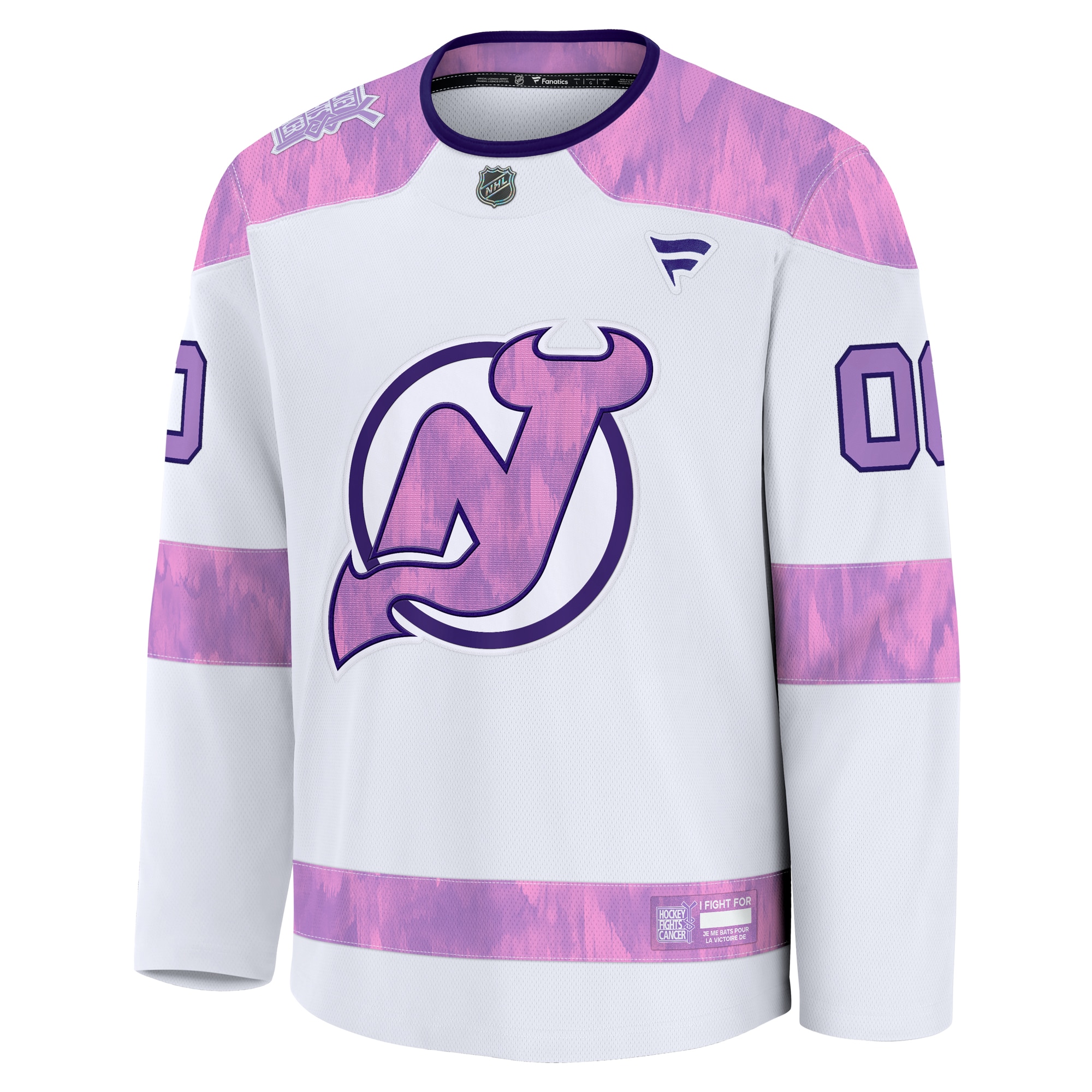 Alternative view of Devils Hockey Fights Cancer Jersey - Fanatics Devils White & Pink