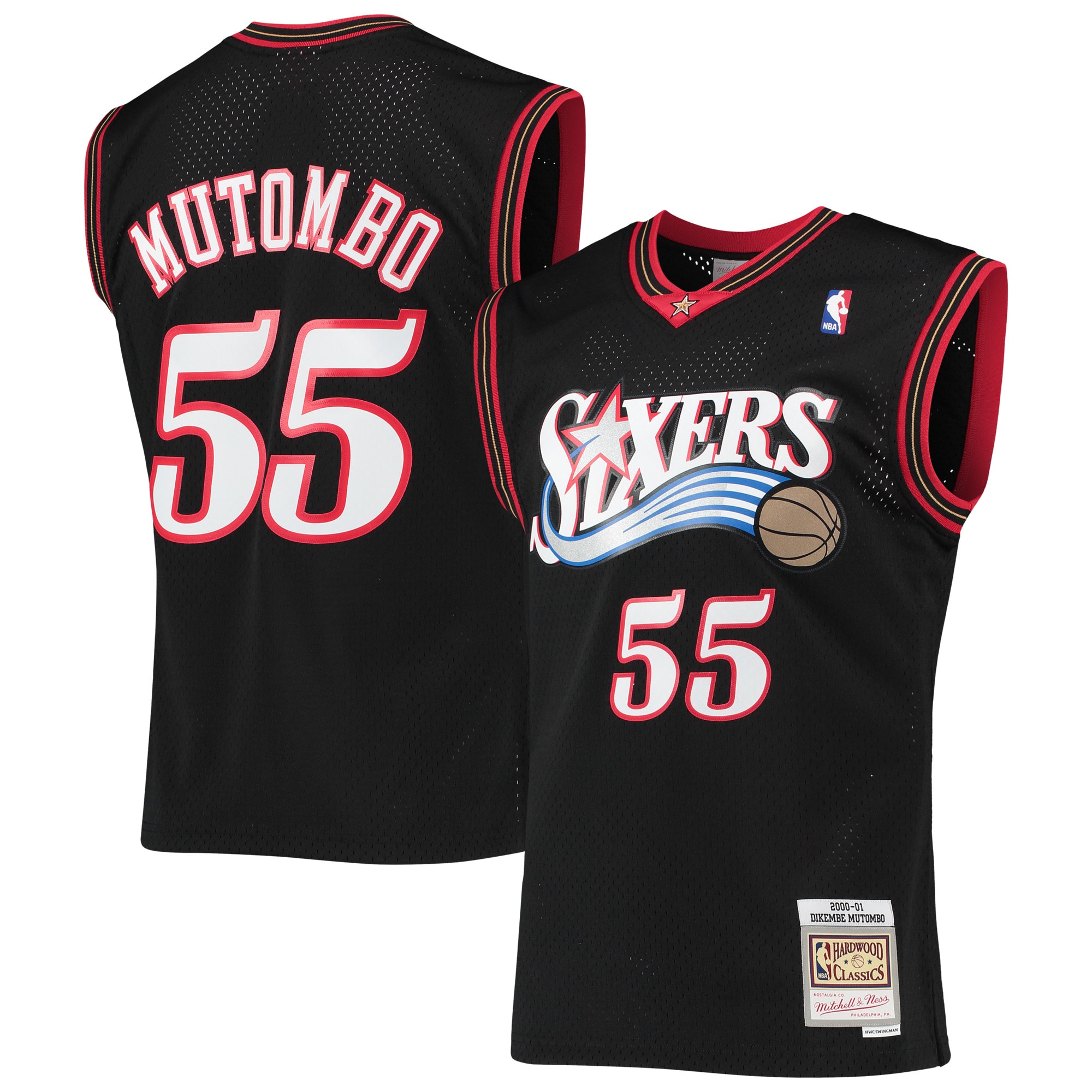 Dikembe Mutombo Philadelphia 76ers Hardwood Classics Swingman Jersey - Black
