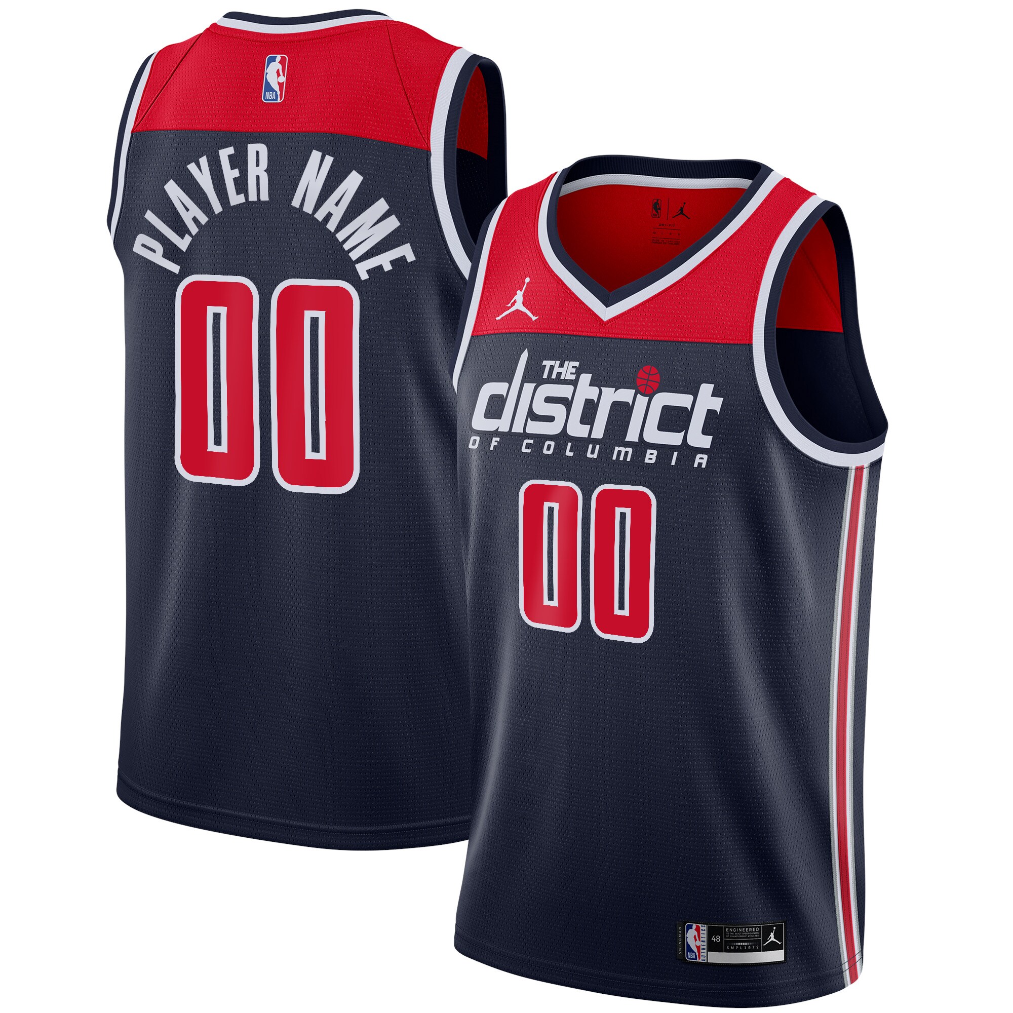 Alternative view of district custom Jordan Wizards Navy Jersey - Jordan Wizards ‘The