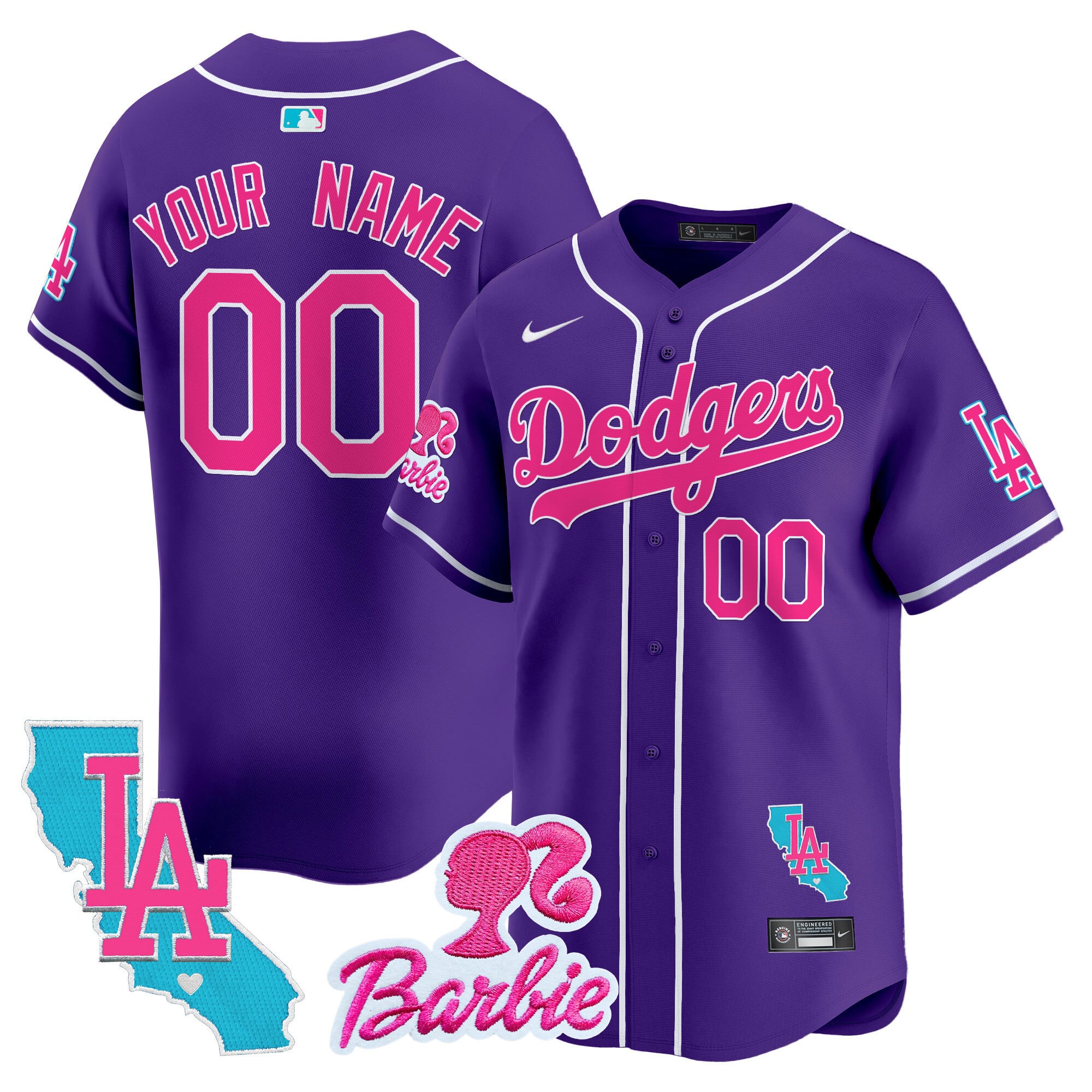 Dodgers Barbie Jersey - Nike - Purple & Pink Limited Edition