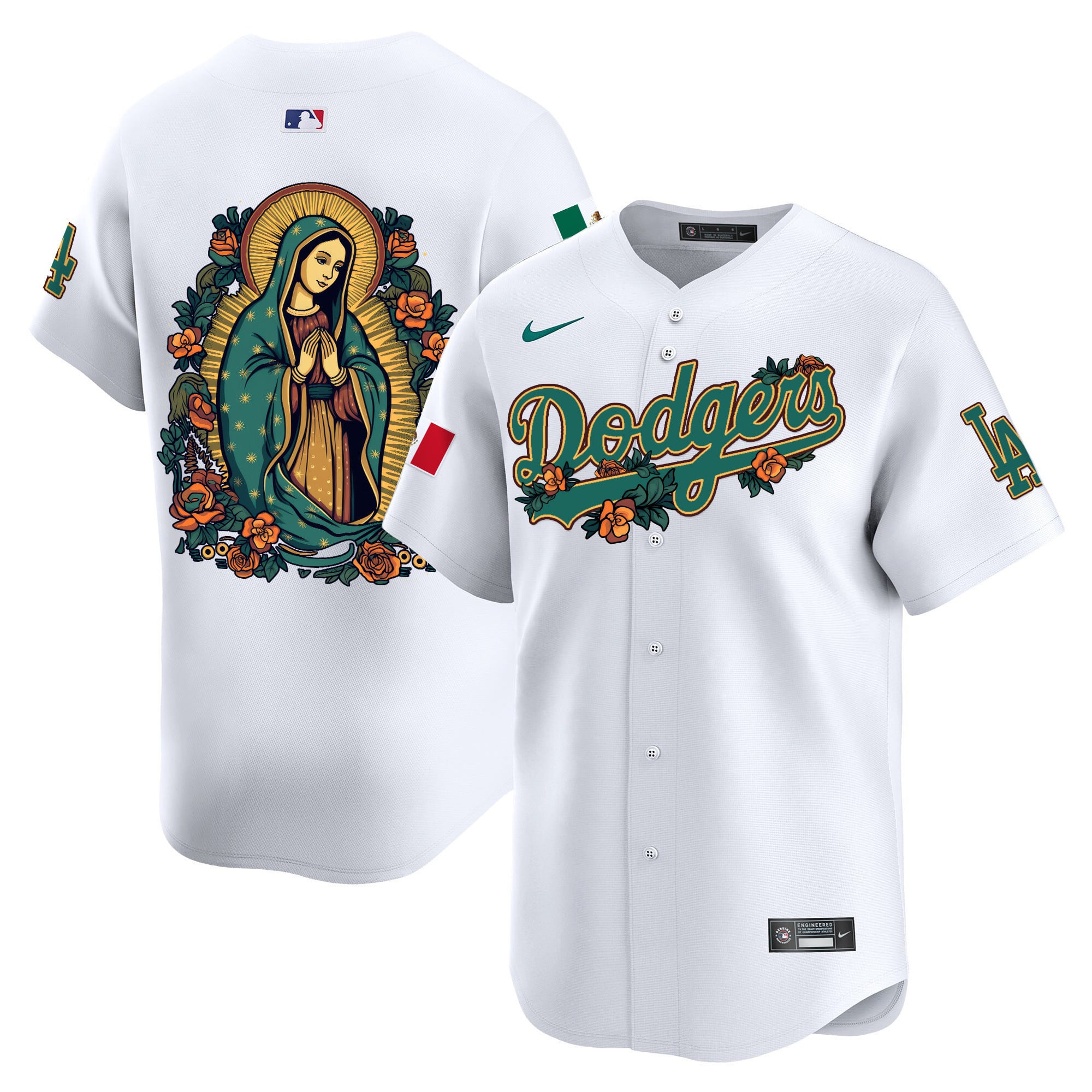 Alternative view of Dodgers Black La Virgen Jersey - Nike - Floral Edition