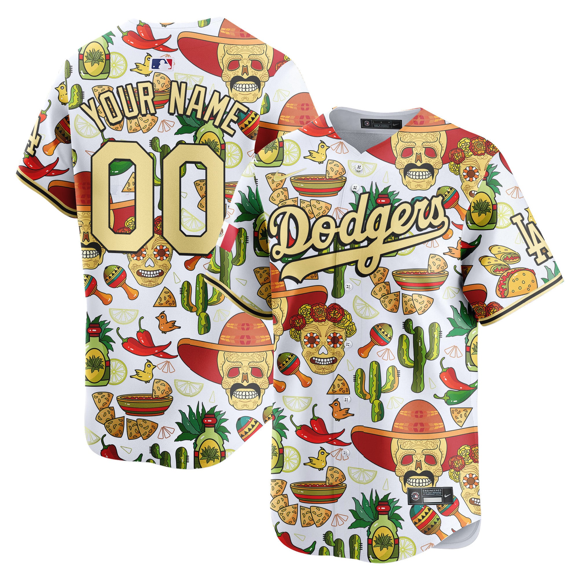 Alternative view of Dodgers Day of Dead Jersey - Dodgers Day of the Dead Jersey - Custom