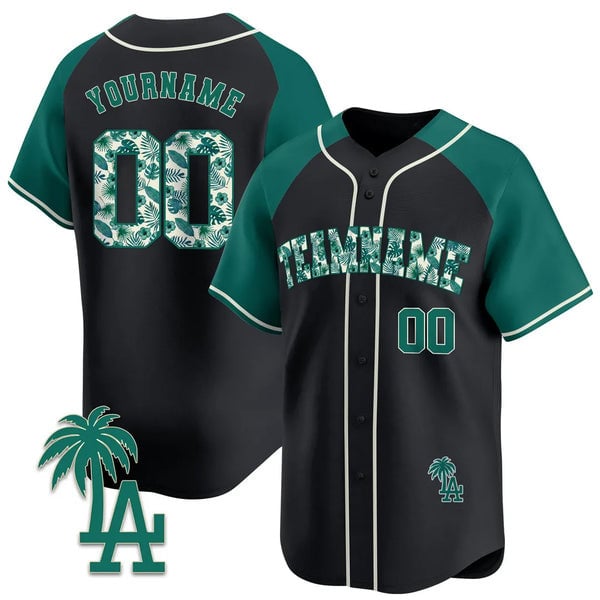 Dodgers Floral Trim Jersey - Black & Green Fanatics Edition
