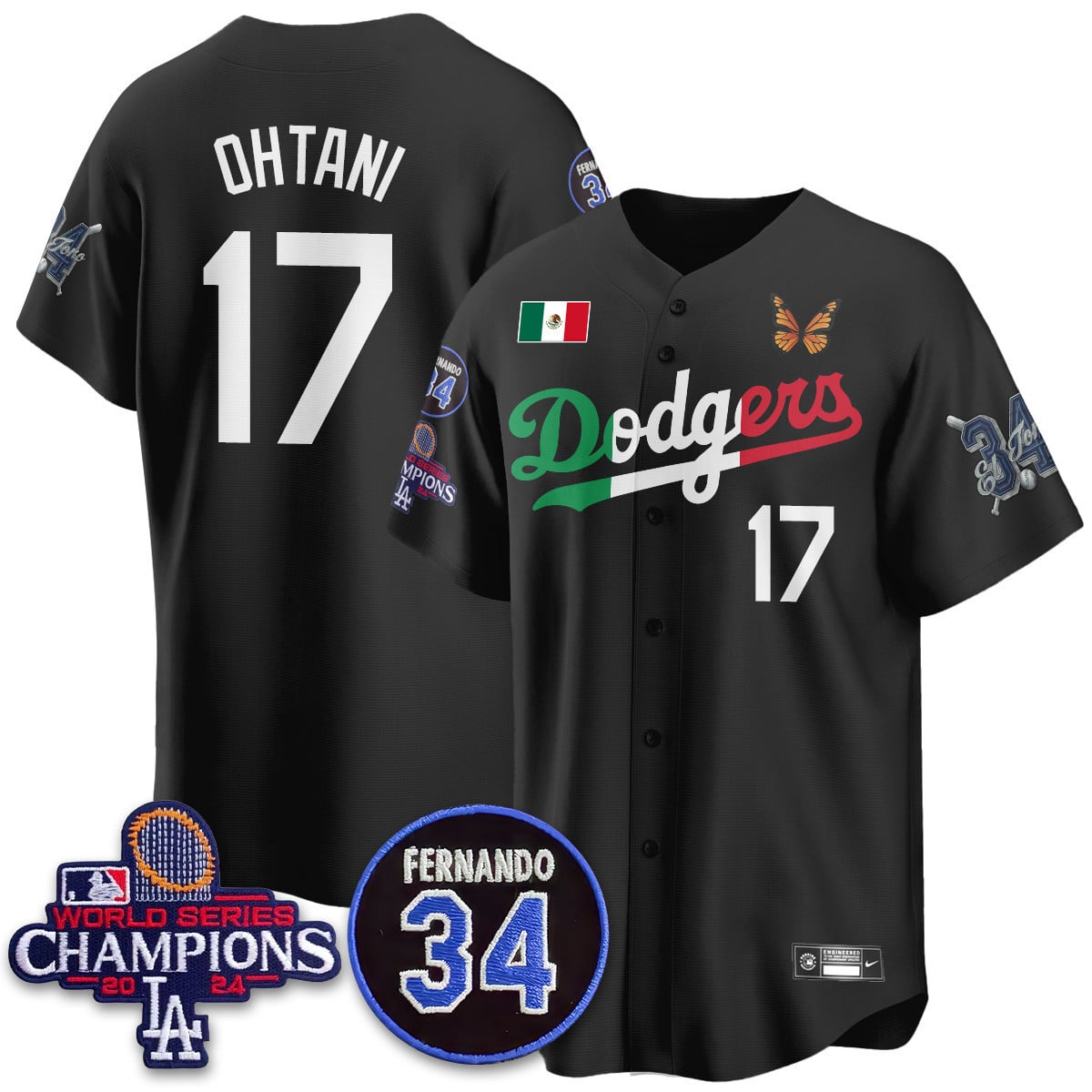 Alternative view of Dodgers Freeman Black Mexico Jersey - Nike - Limited Edition