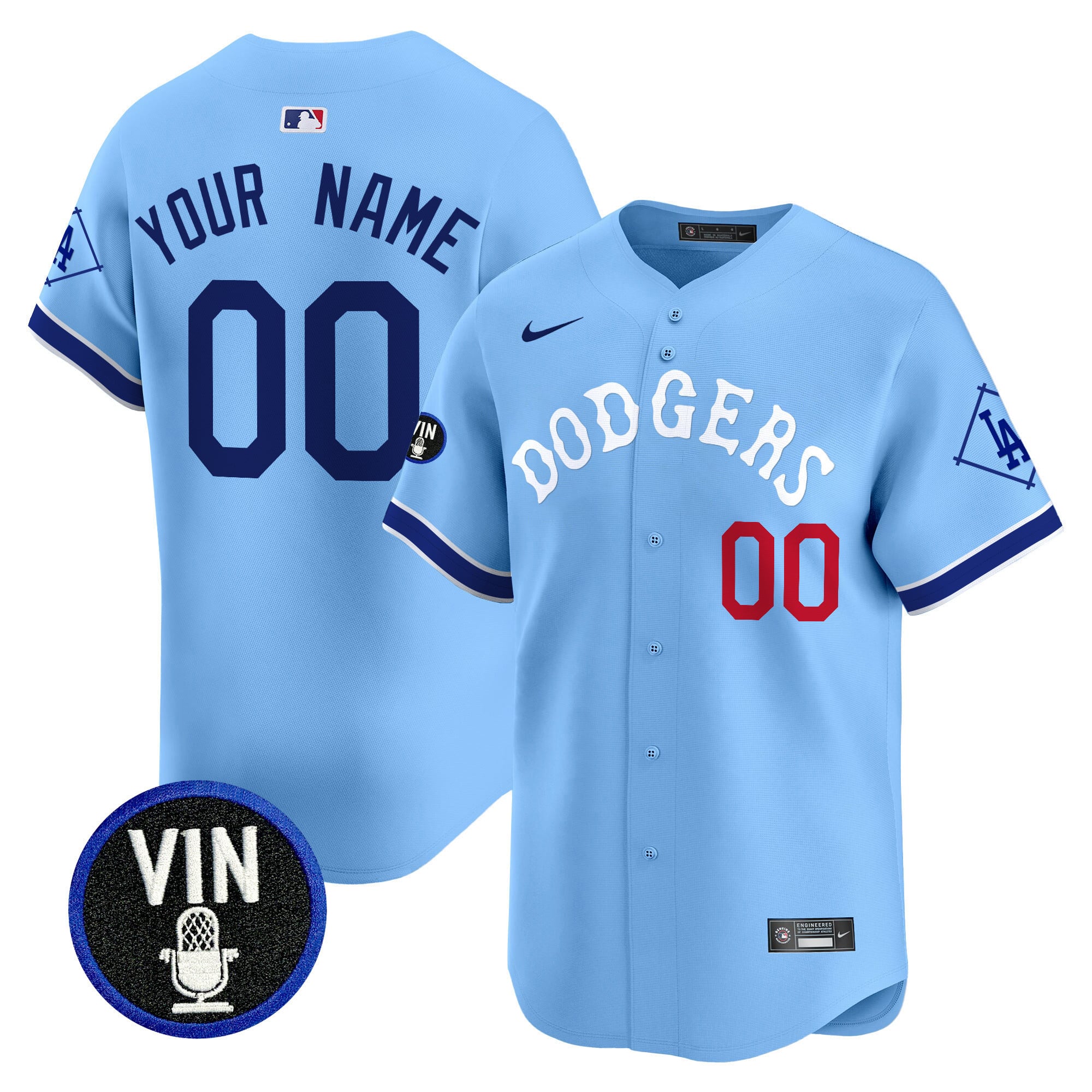 Dodgers Light Blue Jersey - Nike - Custom Name & Number
