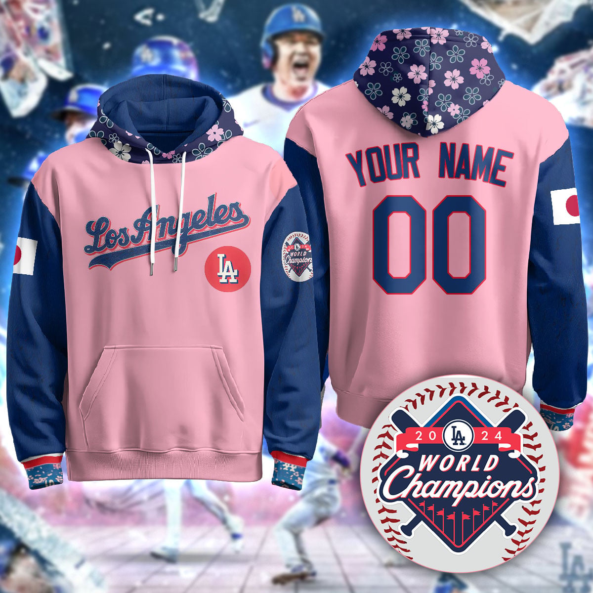 Dodgers Pink Blue Hoodie - Los Angeles Dodgers Pink & Blue Custom