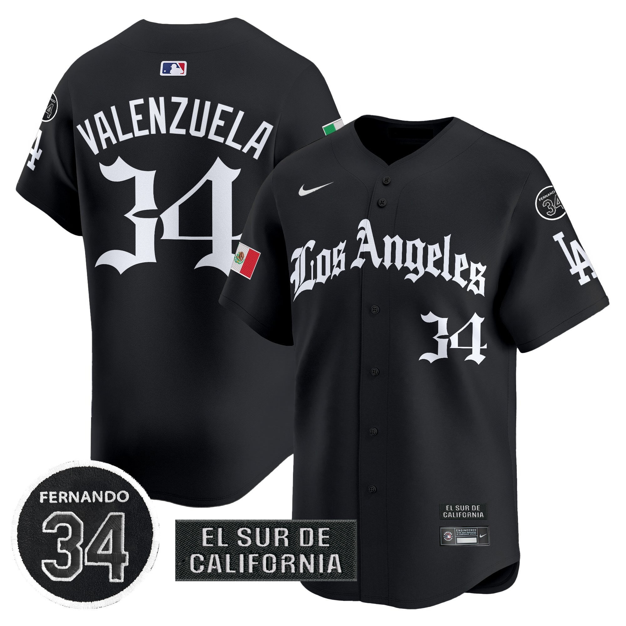 Dodgers Valenzuela Black Jersey - Nike - El Sur de California