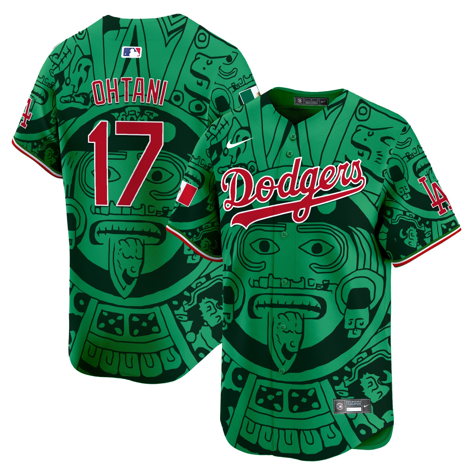 Alternative view of Dodgers Valenzuela Mexico Jersey - Nike Dodgers Valenzuela Jersey