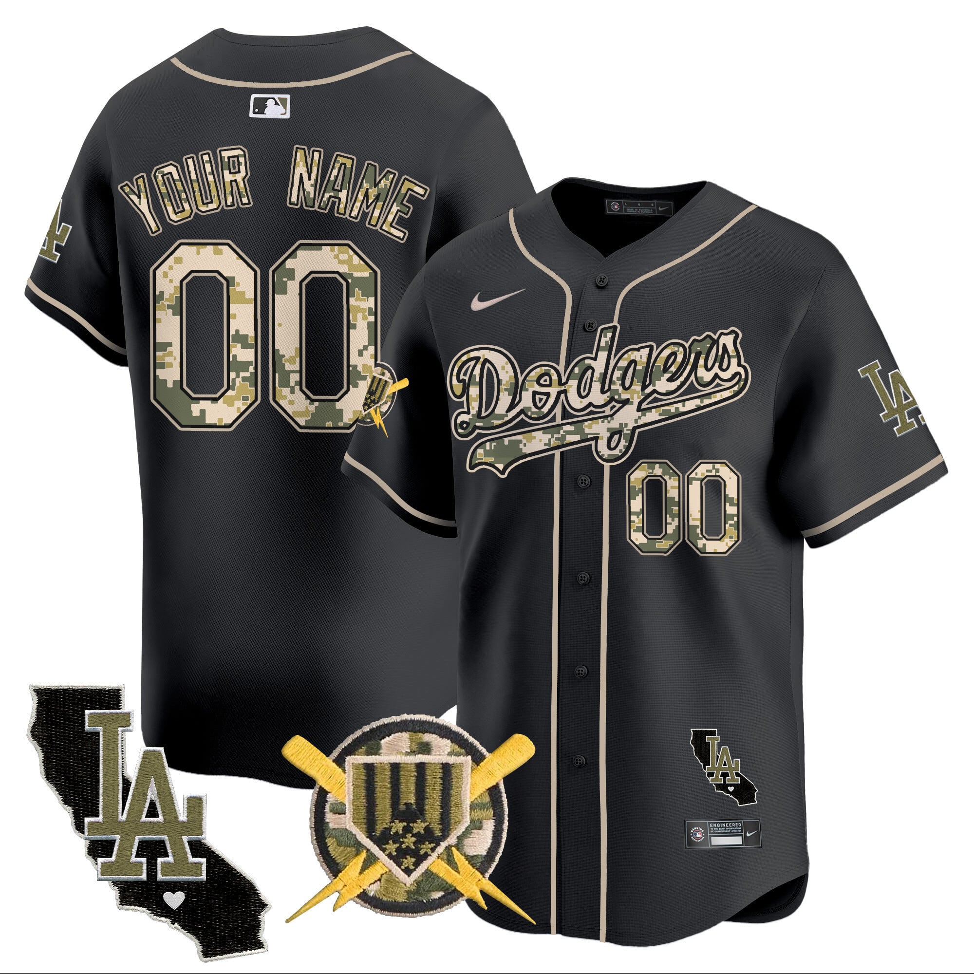 Alternative view of Dodgers White Camo Jersey - Nike - Custom Name & Number