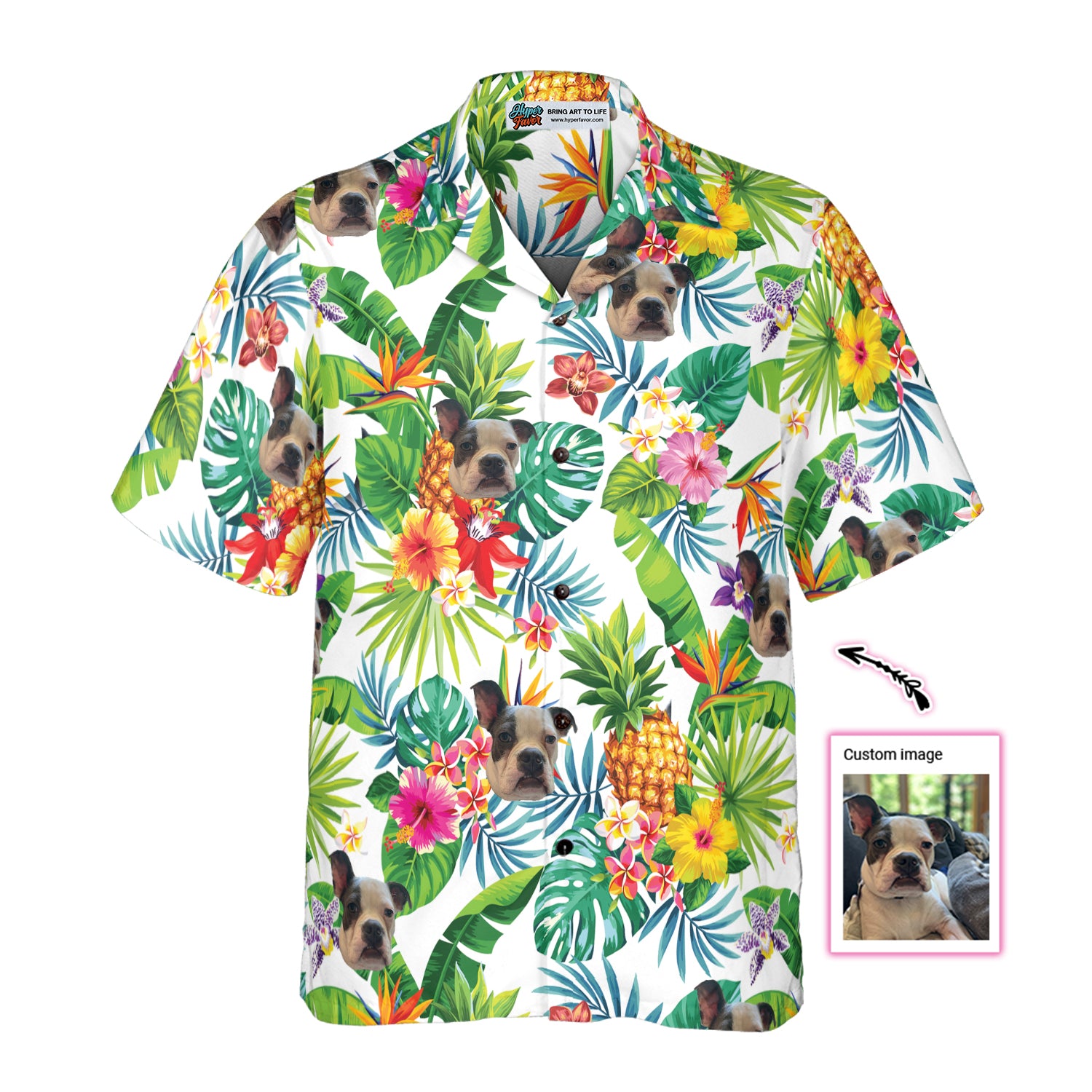 Dog And Tropical Pineapple Custom Men Hawaiian Shirt for Dog Lovers