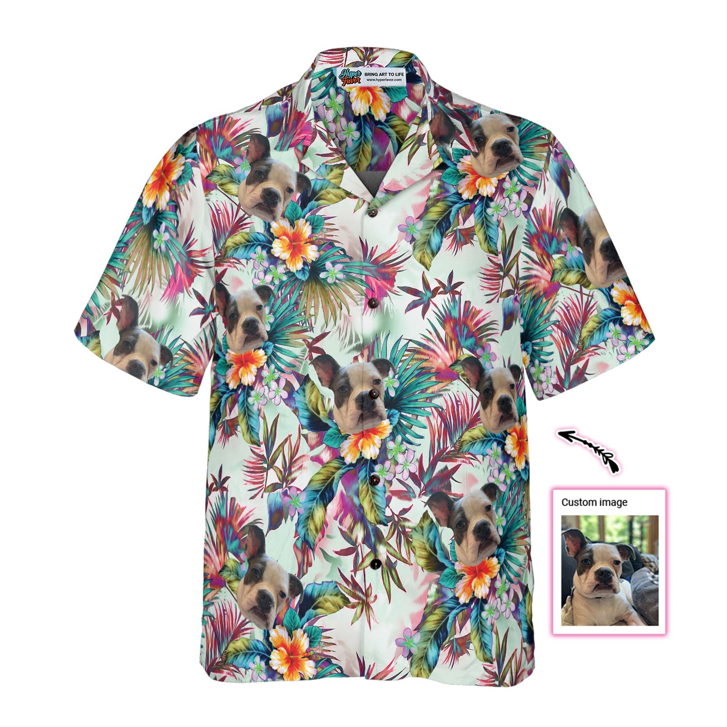 Dog With Tropical Flowers Custom Hawaiian Shirt