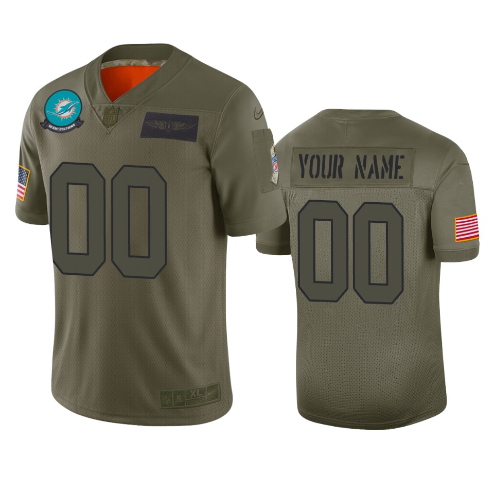 Dolphins Olive Custom Jersey - Nike - Personalized NFL Style