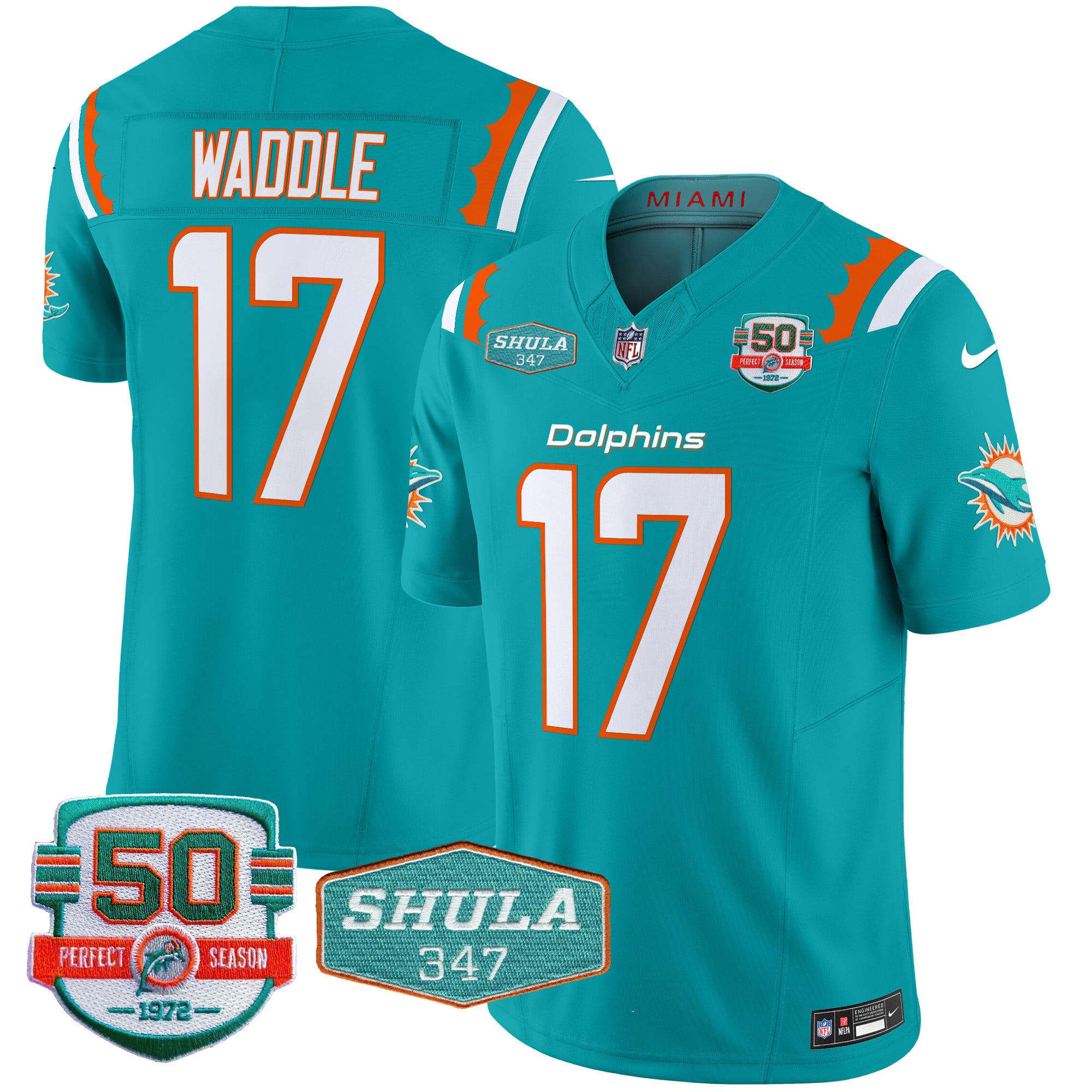 Alternative view of Dolphins Tagovailoa #1 Jersey - Nike - Aqua 50th Season