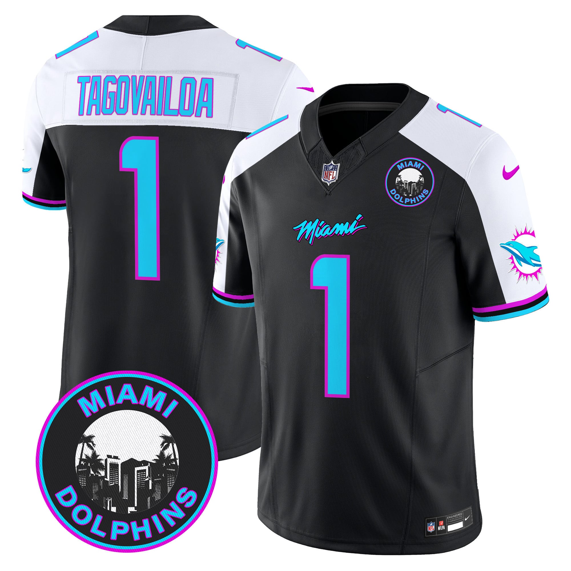 Dolphins Tagovailoa Jersey - Nike - Black & Aqua Vapor Untouchable