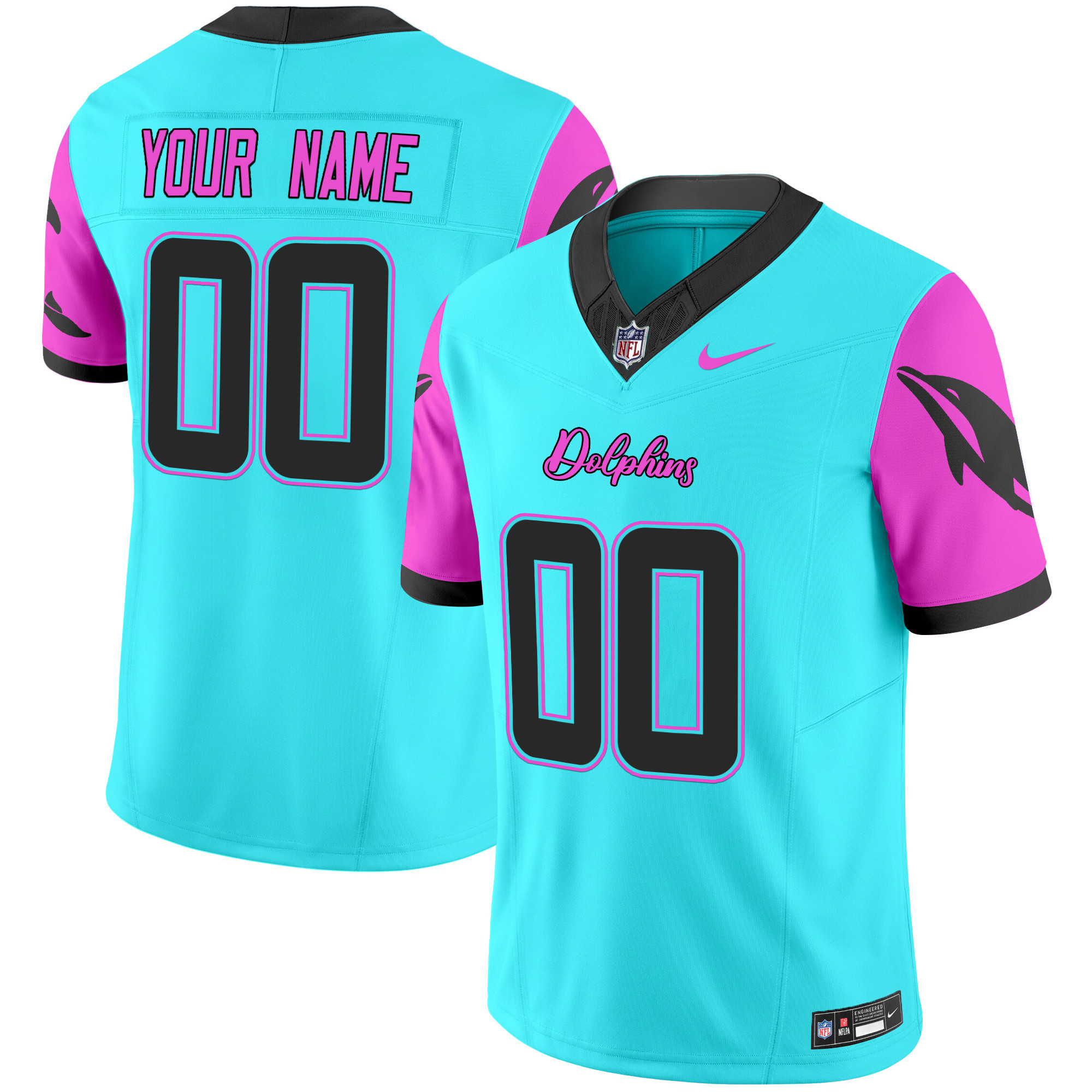 Alternative view of Dolphins Vapor Limited Jersey - Nike - Black/Aqua/Pink