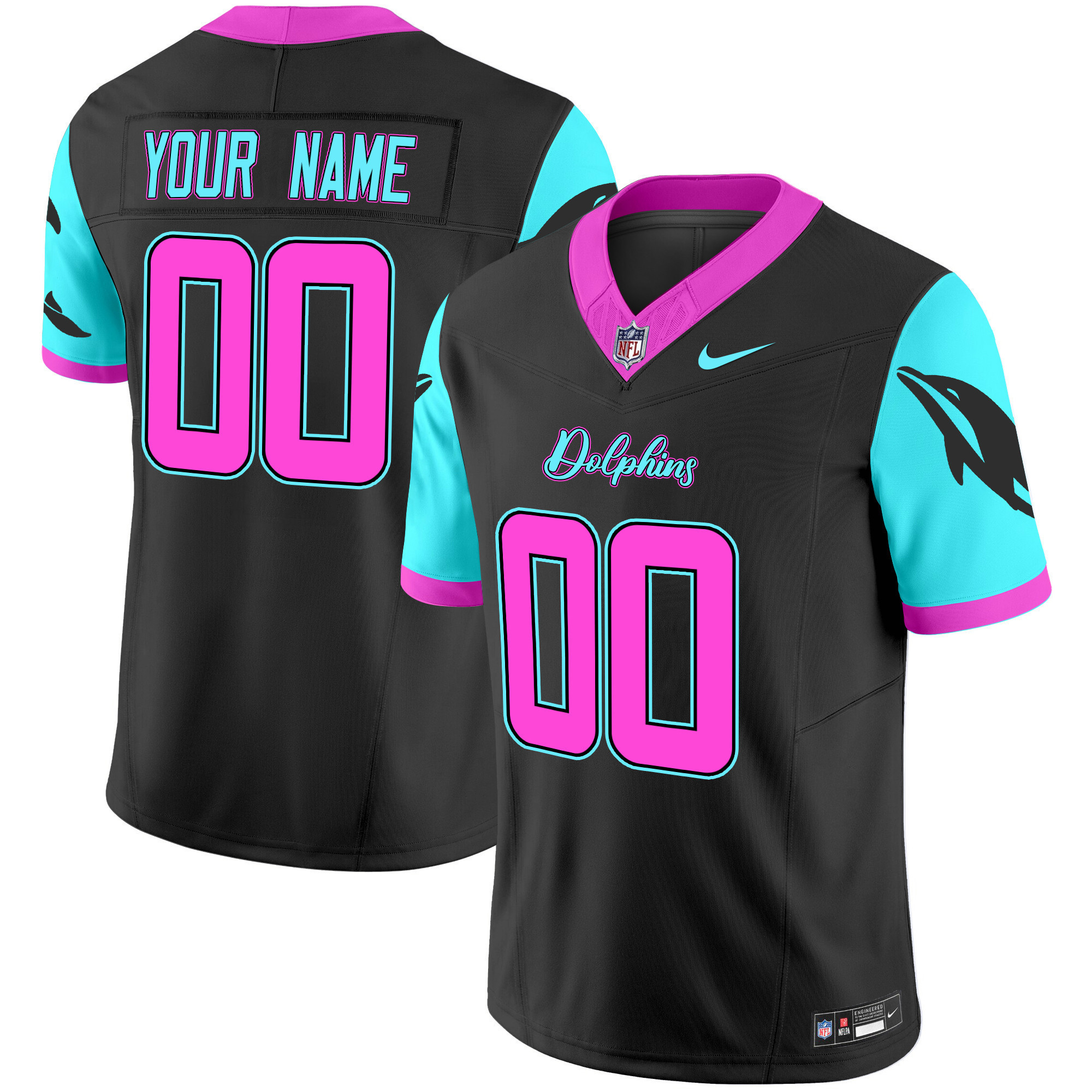 Dolphins Vapor Limited Jersey - Nike - Black/Aqua/Pink