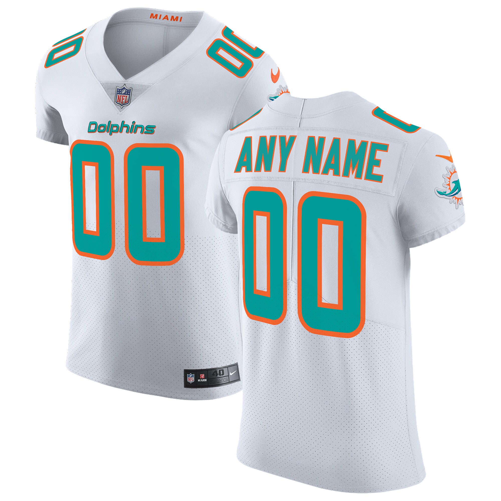 Dolphins White Aqua Custom Jersey - Nike - NFL Personalized