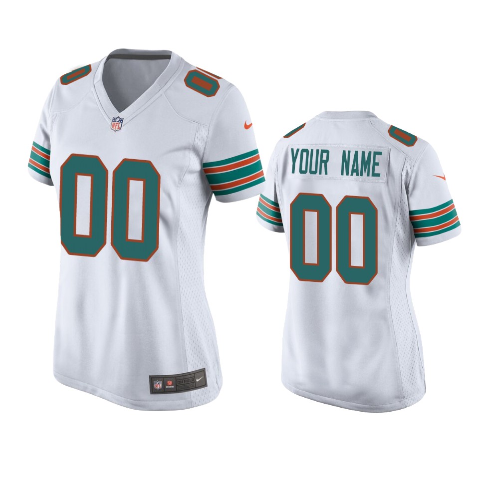 Dolphins White Custom Jersey - Nike - Women’s NFL