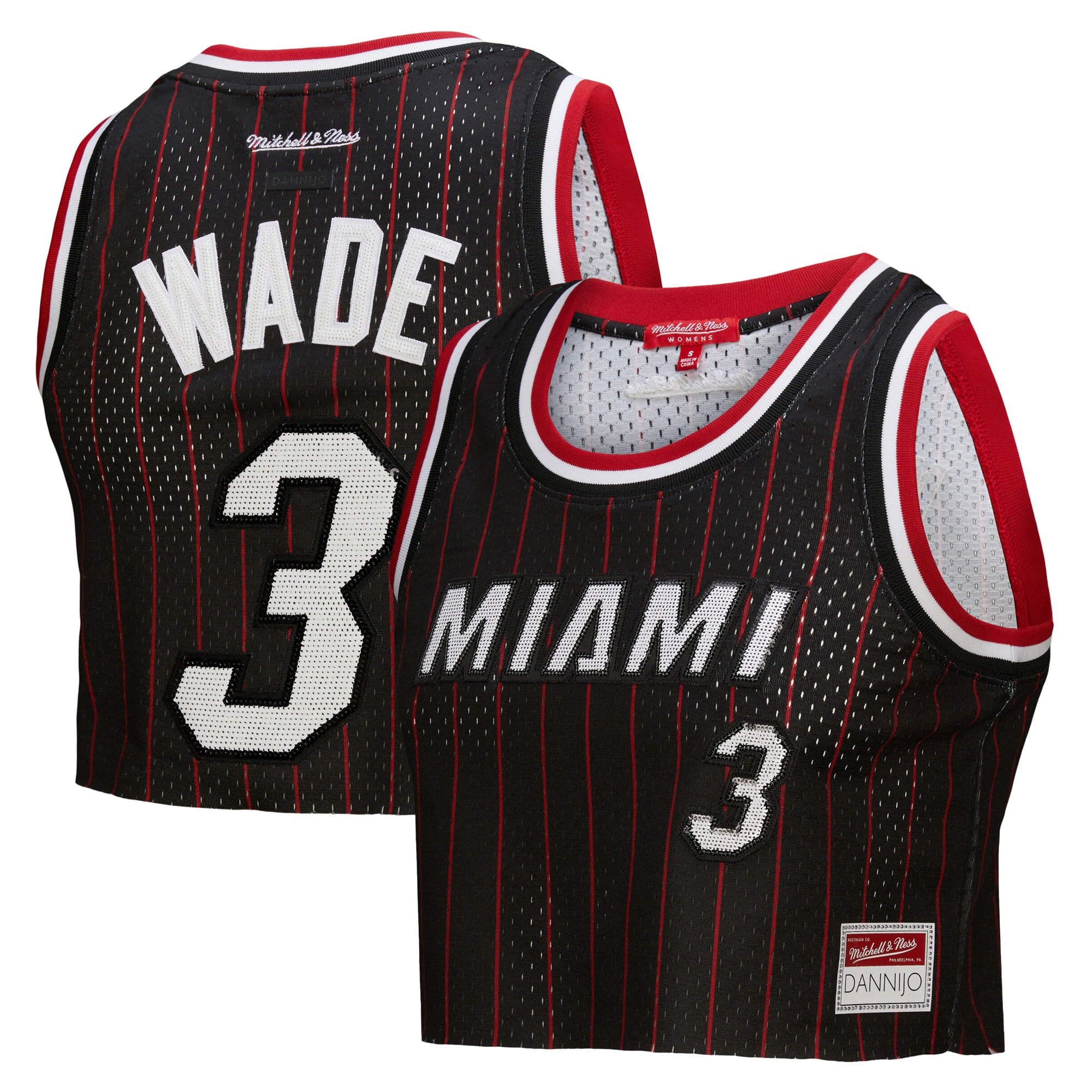 Dwyane Wade Miami Heat x DANNIJO Women's Fashion Cropped Basketball Jersey - Black