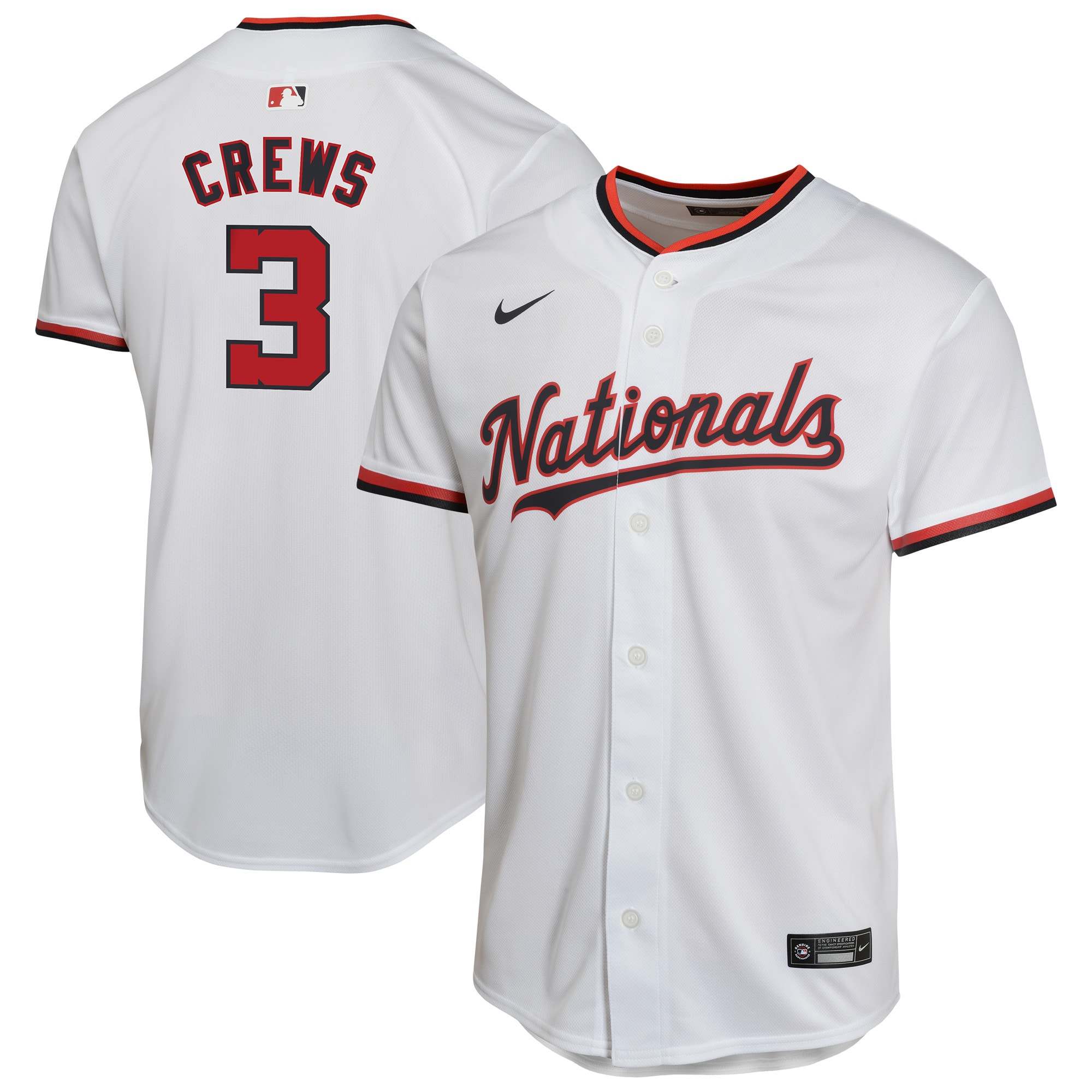 Dylan Crews Washington Nationals Youth Alternate Game Player Jersey - White
