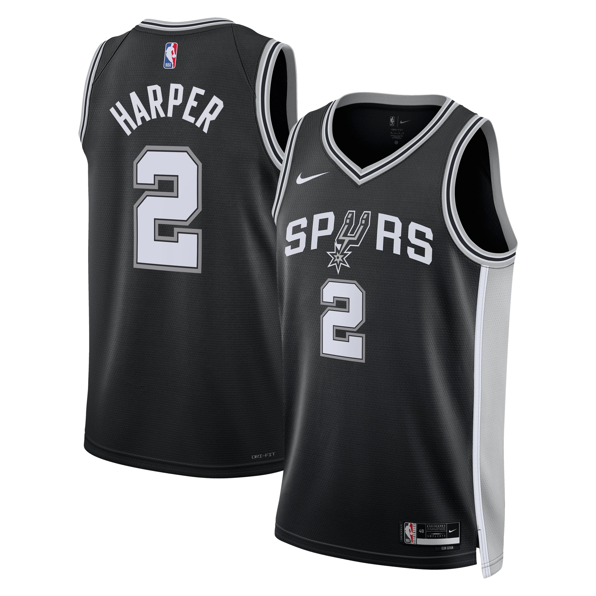 Dylan Harper San Antonio Spurs Unisex 2025 Draft First Round Pick Swingman Jersey - Icon Edition - Black