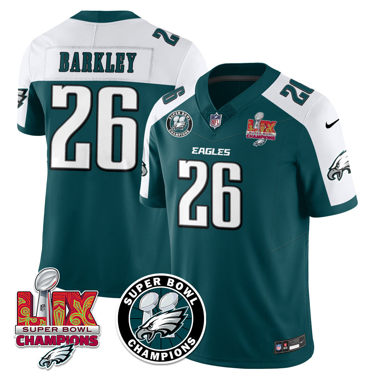 Eagles Barkley #26 Teal Jersey - Nike - Super Bowl LII Champs