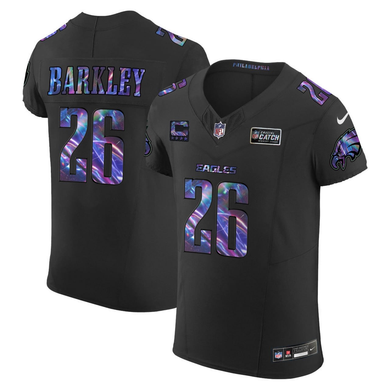 Eagles Barkley Black Galaxy Jersey - Nike Eagles Barkley #26 - Black